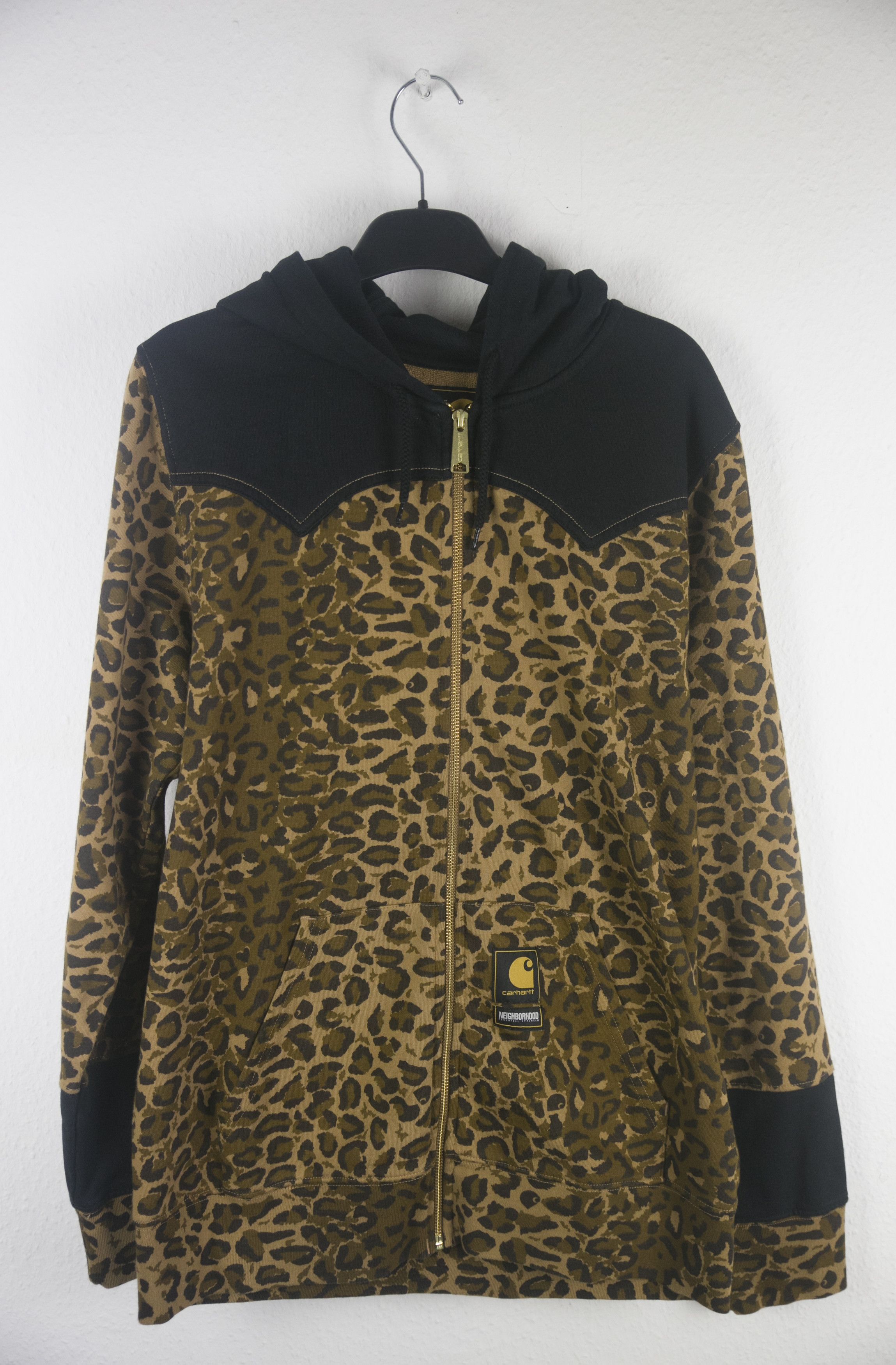 image of NWT Carhartt Wip x Neighborhood Nhch L/s Leopard Hood M in Brown Black Leopard, Men's (Size Medium)