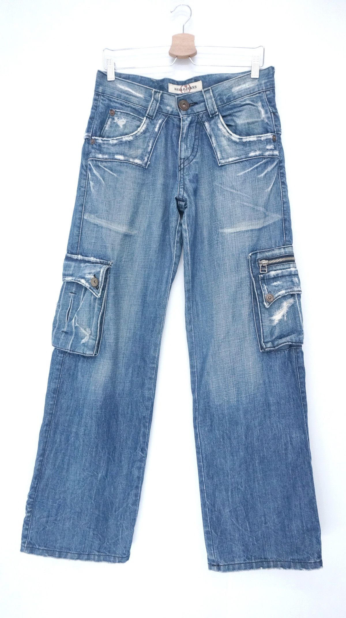 Japanese Brand Fire! Japan KELLO Wide Leg Flare Cargo Jeans Size US 30 / EU 46 - 1 Thumbnail