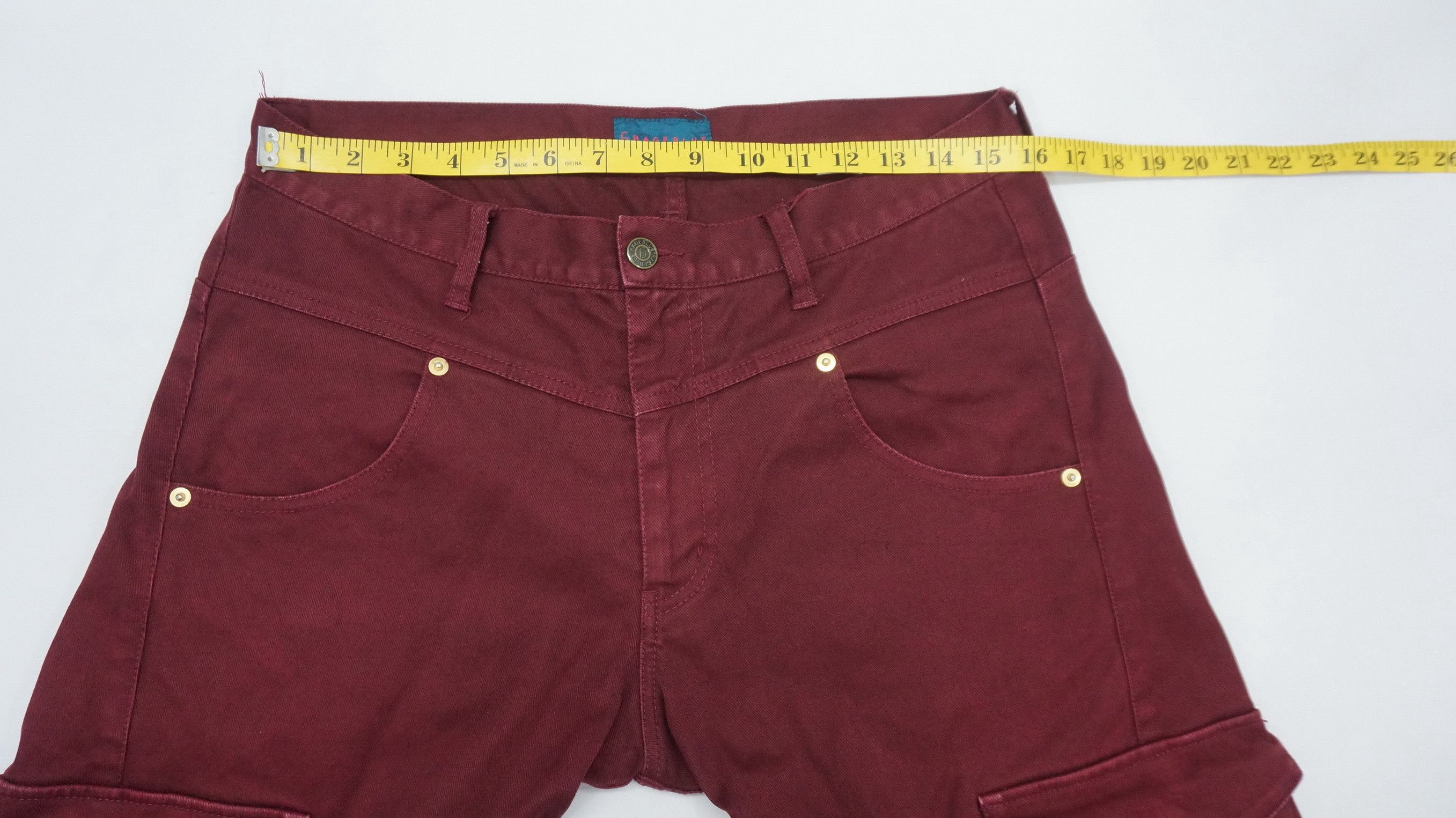 Japanese Brand 🔥 RAGEBLUE Maroon Faded Slimfit Cargo Size US 31 - 12 Thumbnail