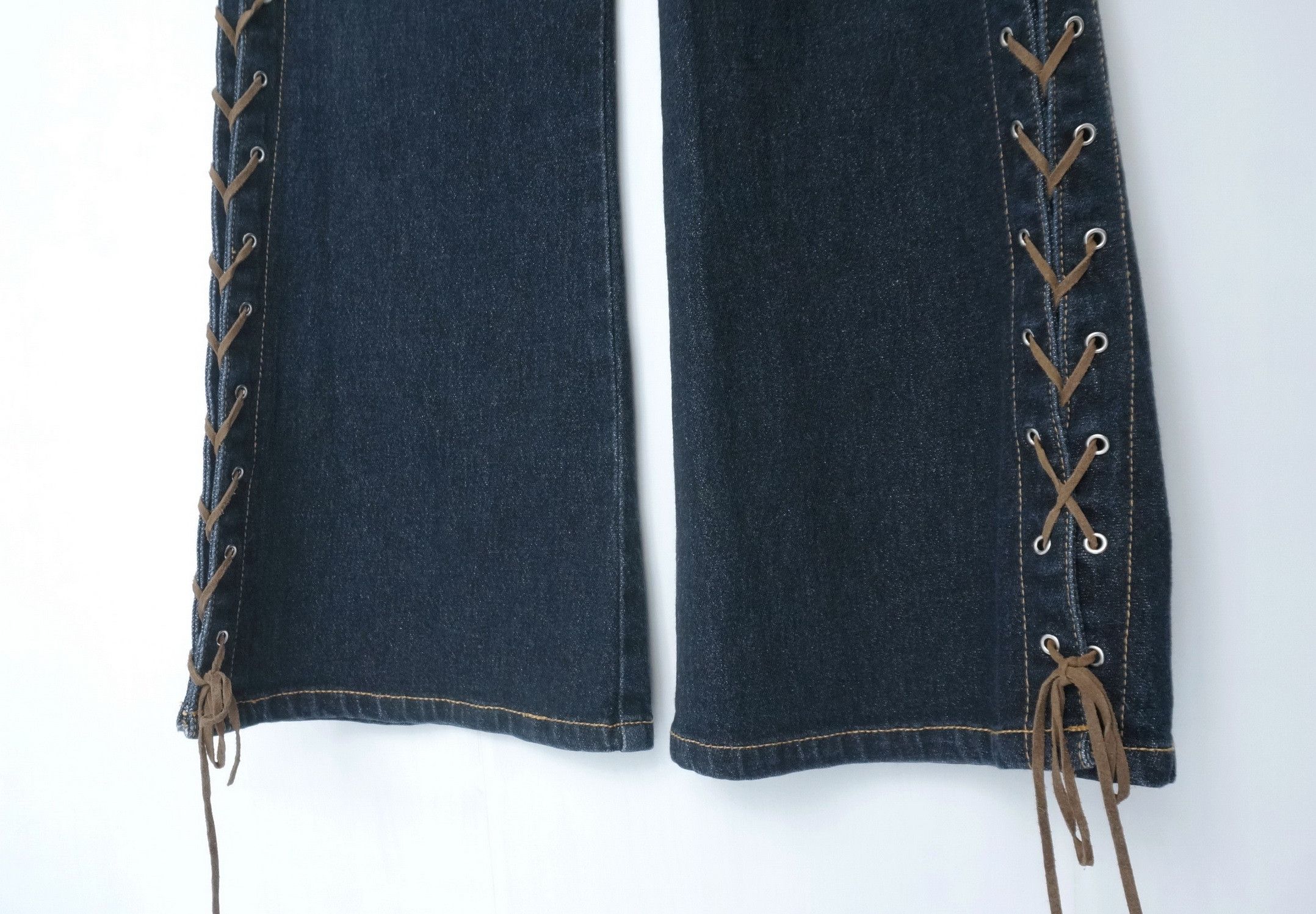 Japanese Brand Flare Vtg LIVRE CLAIRE Laced Side Up Women's Jeans Size 29" - 7 Thumbnail