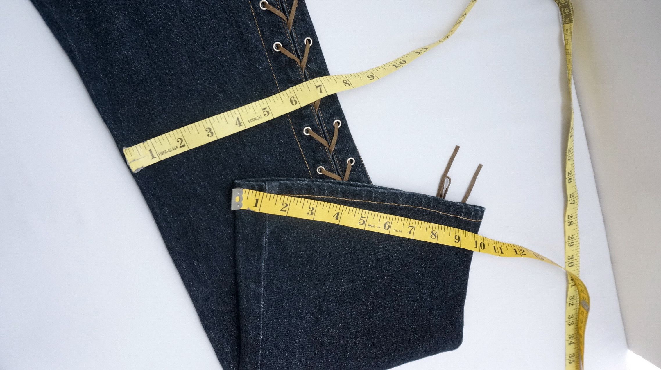Japanese Brand Flare Vtg LIVRE CLAIRE Laced Side Up Women's Jeans Size 29" - 11 Thumbnail