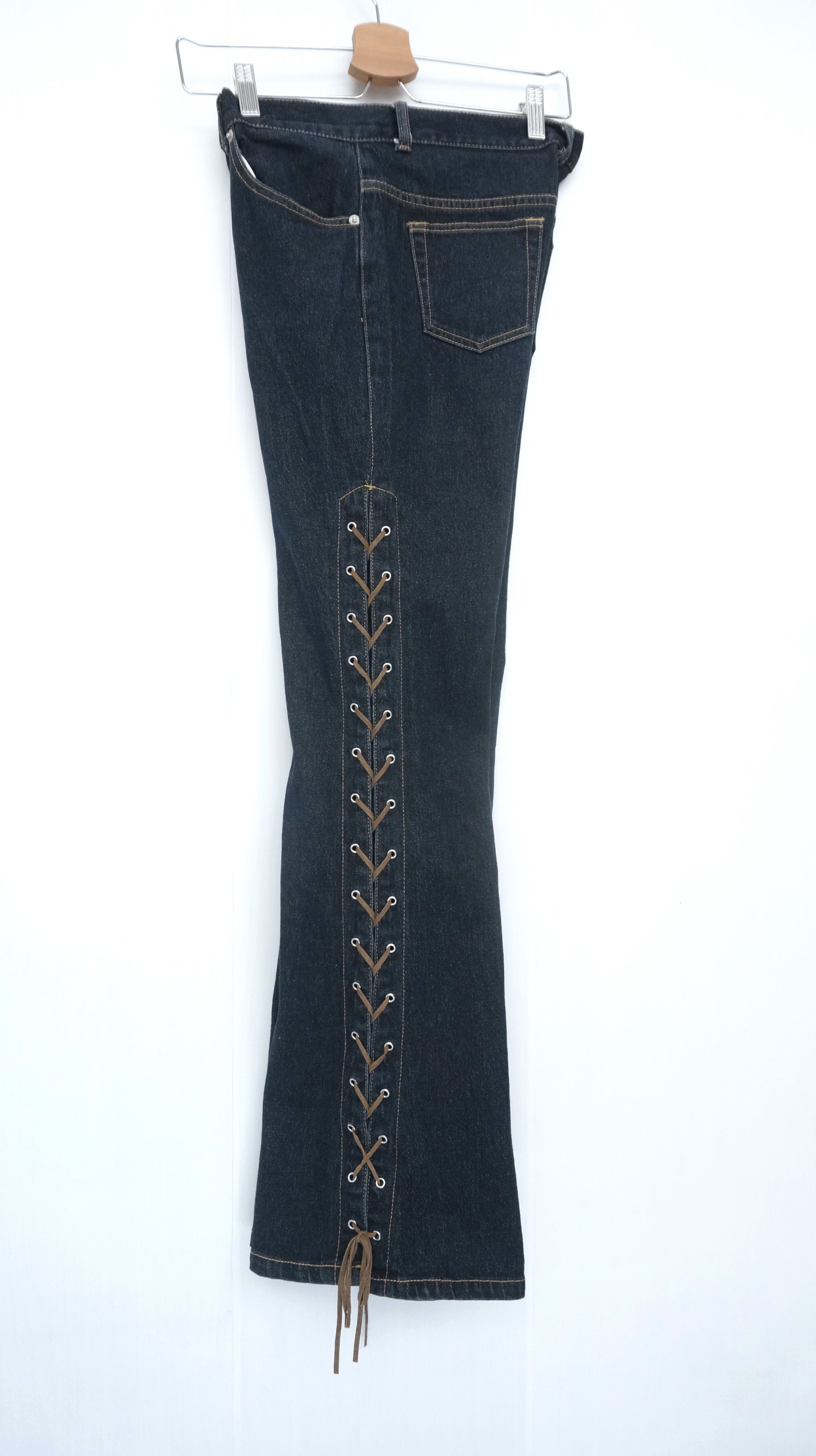 Japanese Brand Flare Vtg LIVRE CLAIRE Laced Side Up Women's Jeans Size 29" - 2 Thumbnail