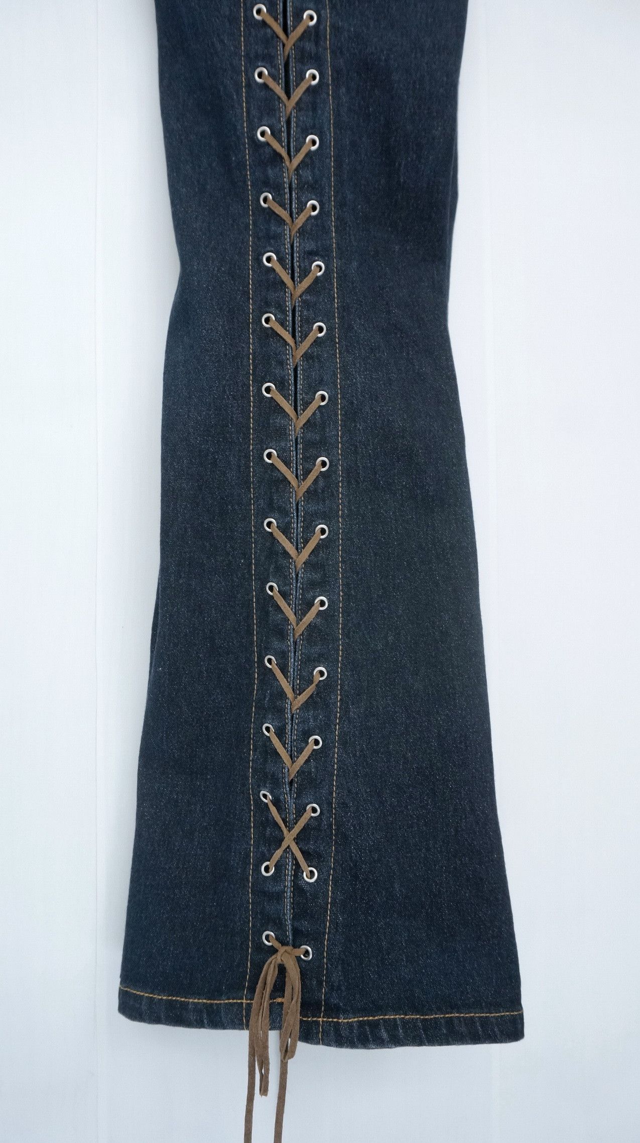 Japanese Brand Flare Vtg LIVRE CLAIRE Laced Side Up Women's Jeans Size 29" - 5 Thumbnail