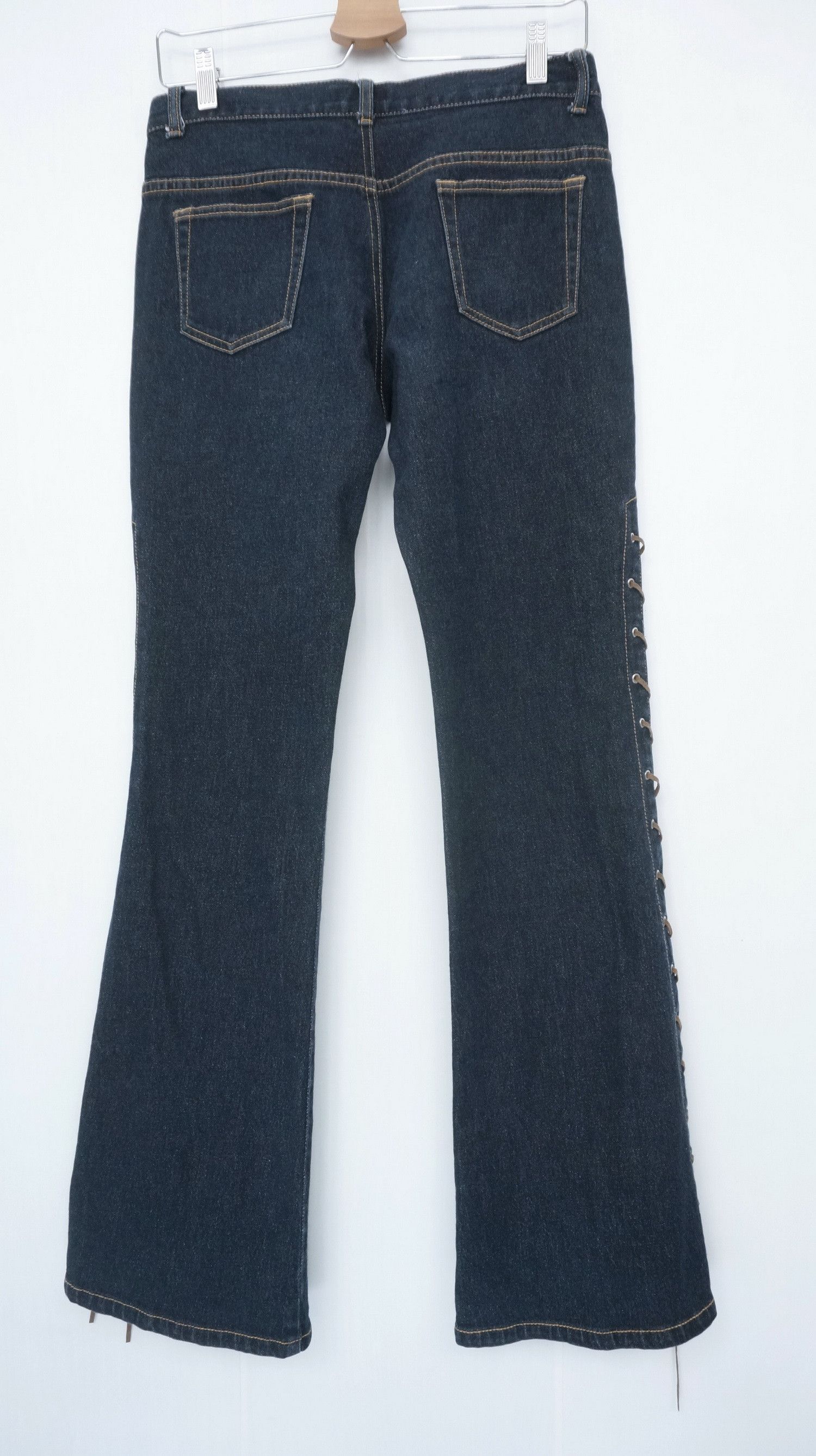 Japanese Brand Flare Vtg LIVRE CLAIRE Laced Side Up Women's Jeans Size 29" - 3 Thumbnail