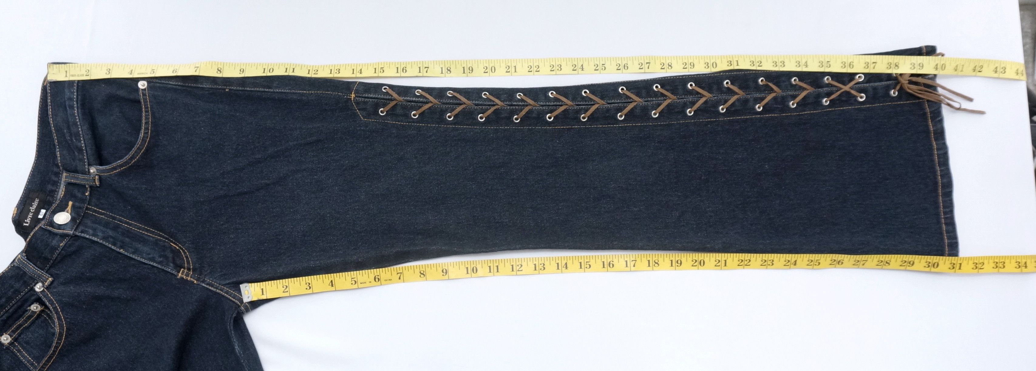 Japanese Brand Flare Vtg LIVRE CLAIRE Laced Side Up Women's Jeans Size 29" - 10 Thumbnail