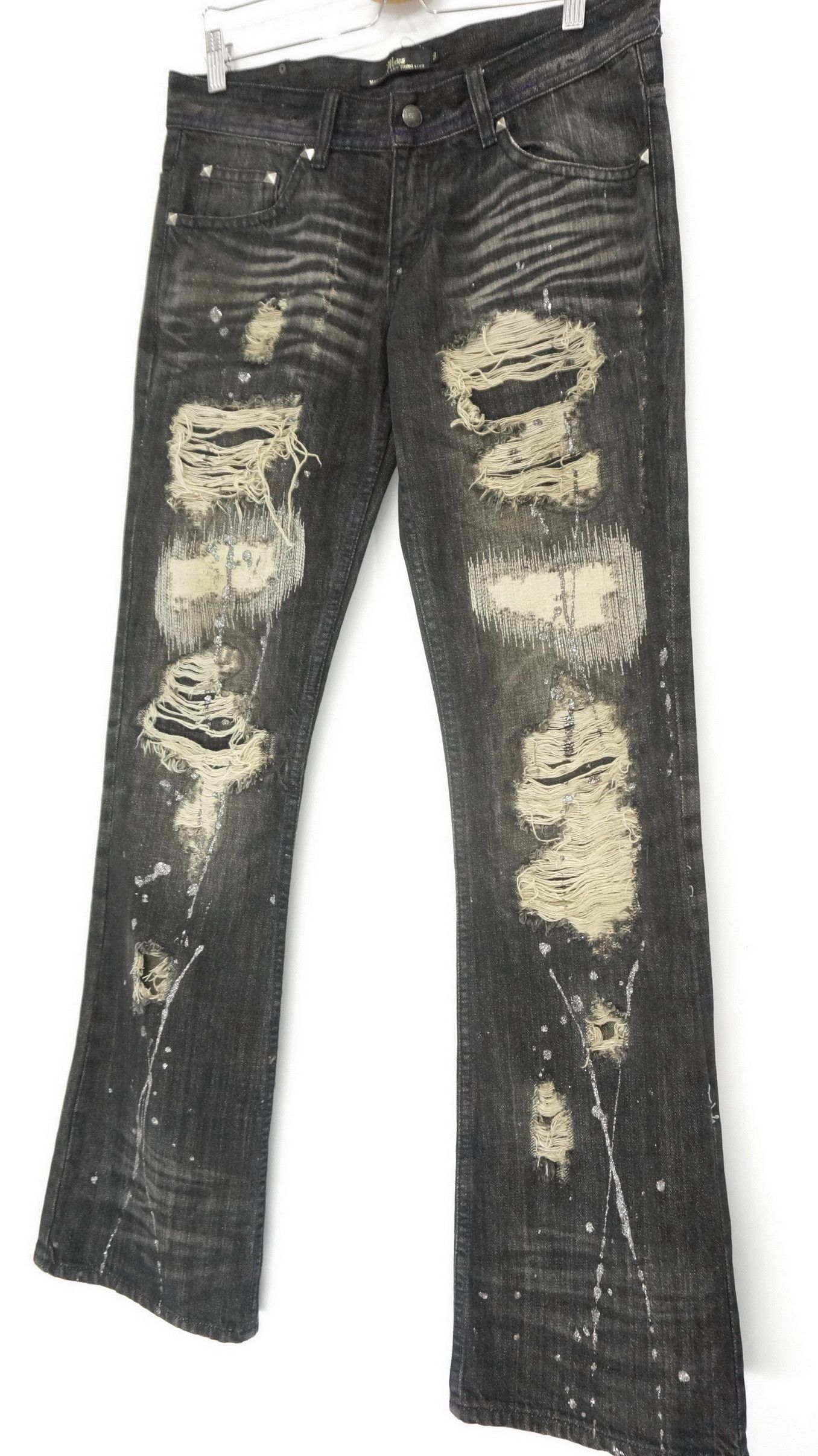 If Six Was Nine SuperSick🔥 Flare MIDAS Vtg Worn Distressed Lowrise Jeans Size US 30 / EU 46 - 3 Thumbnail