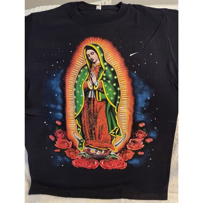 Vintage OUR LADY OF GUADALUPE STARS ROSE FLOWER SKY RELIGION VIRGIN ...