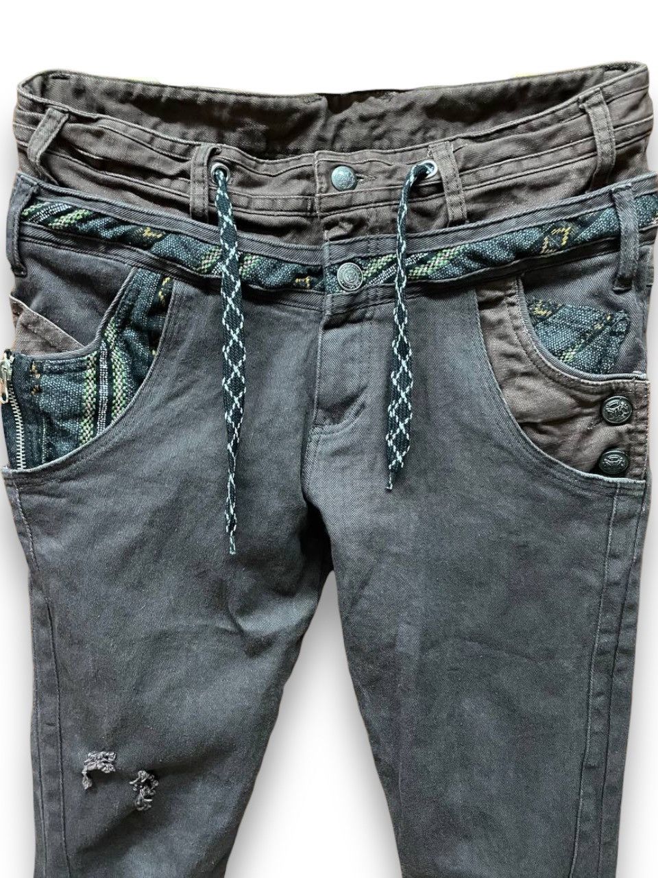 AMP × If Six Was Nine × Japanese Brand Vintage Japanese Brand AMP Double Waisted Bondage Punk Jeans Size US 33 - 3 Thumbnail