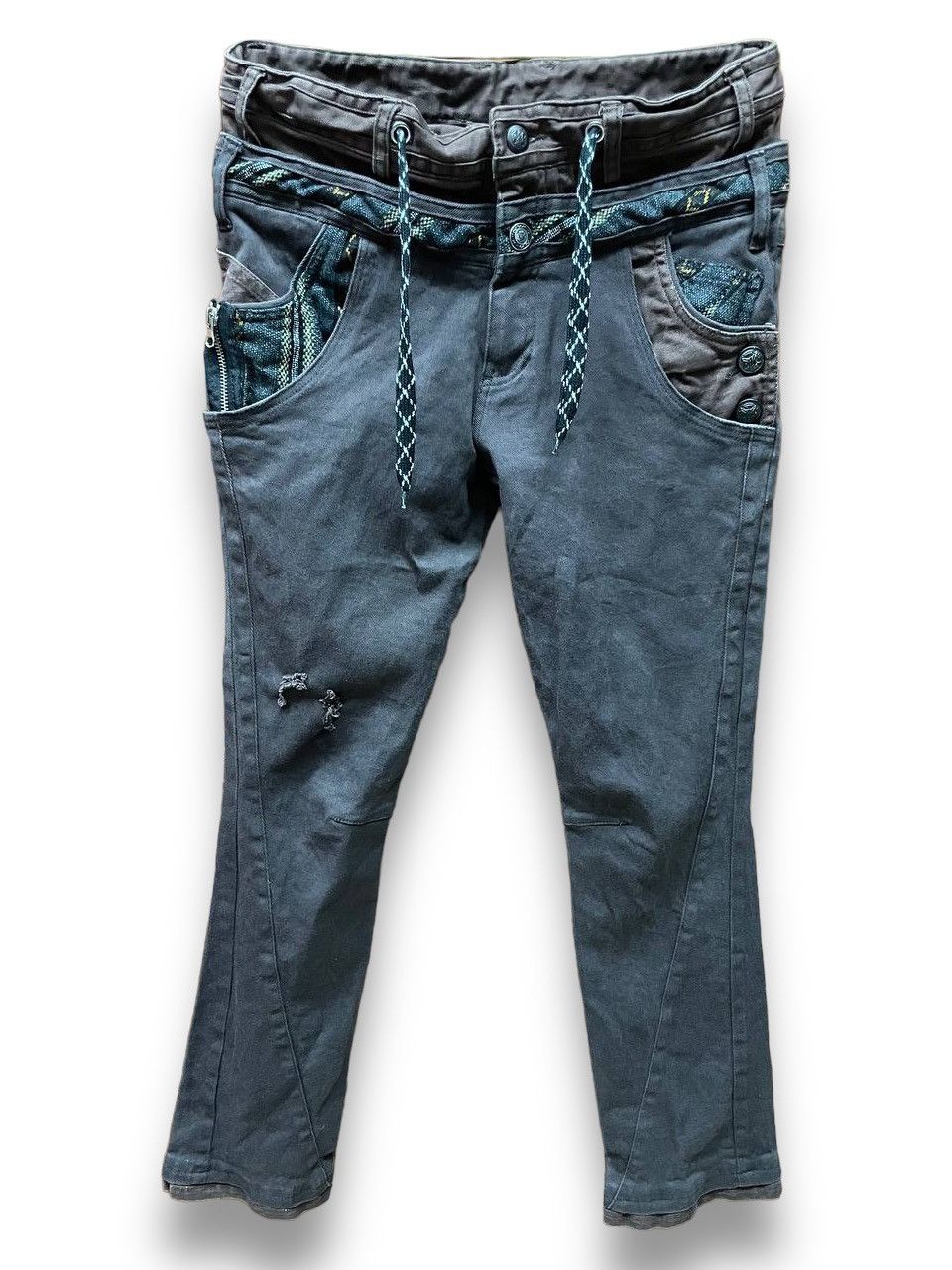 AMP × If Six Was Nine × Japanese Brand Vintage Japanese Brand AMP Double Waisted Bondage Punk Jeans Size US 33 - 1 Thumbnail