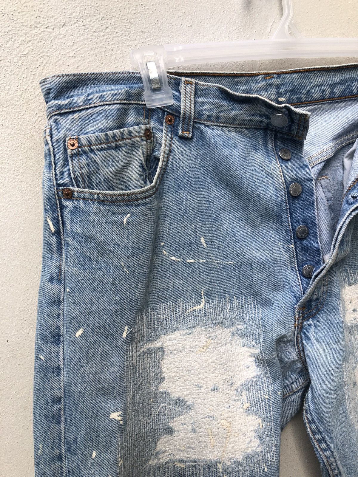Levi's Vintage Levi’s 501 Jeans Splattered Paint Zigzag Denim Size US 35 - 3 Thumbnail