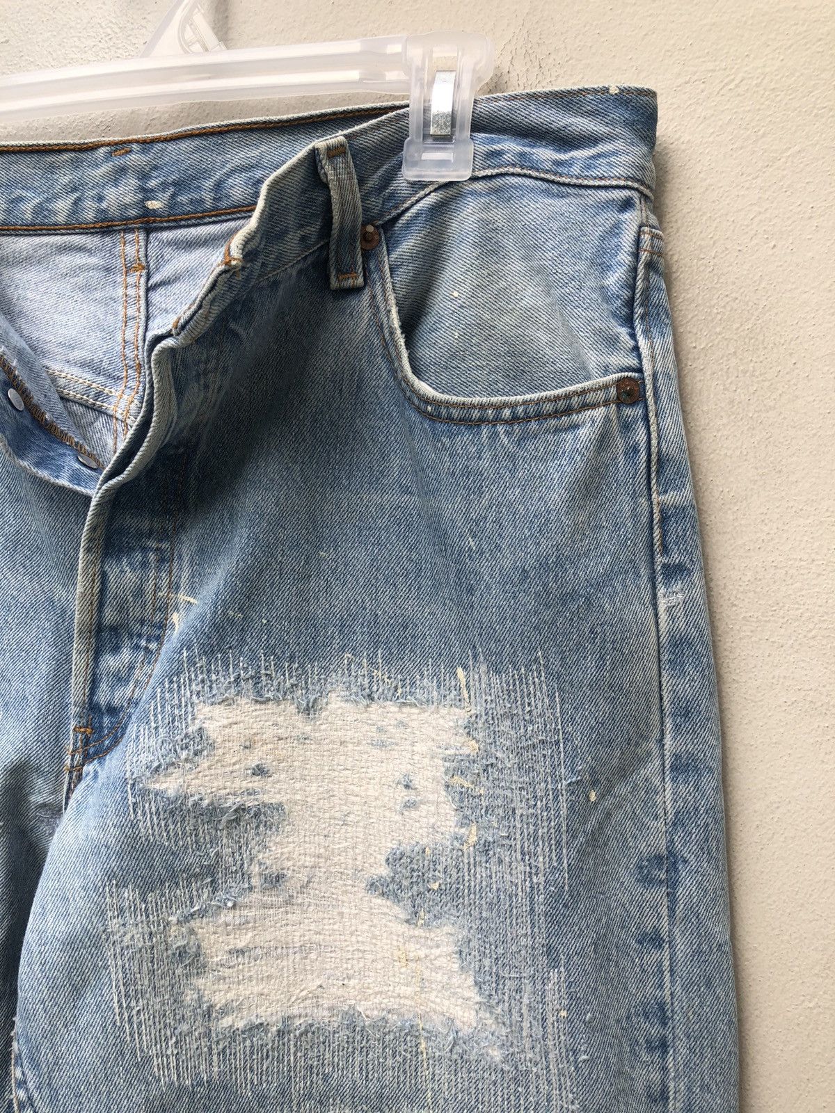 Levi's Vintage Levi’s 501 Jeans Splattered Paint Zigzag Denim Size US 35 - 7 Thumbnail