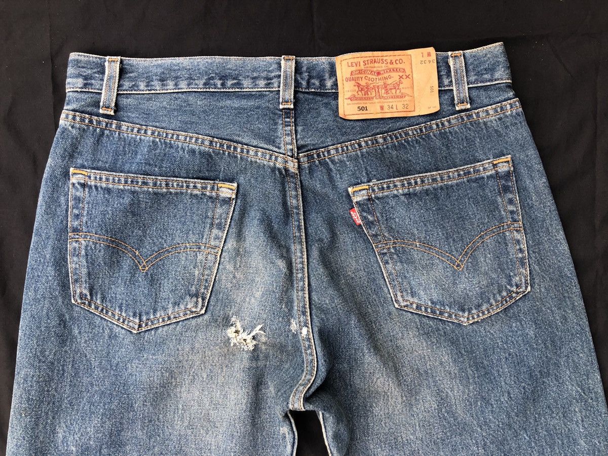 Levi's Vintage 1996 Levi’s 501 Jeans Rips Denim Jeans Made in Usa Size US 34 / EU 50 - 11 Thumbnail