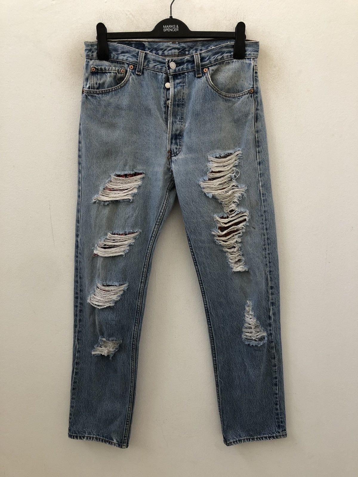 image of Kurt Cobain x Levis 90's Levi's 501 Reconstruct “ Sample “Rips Distress in Blue, Men's (Size 33)
