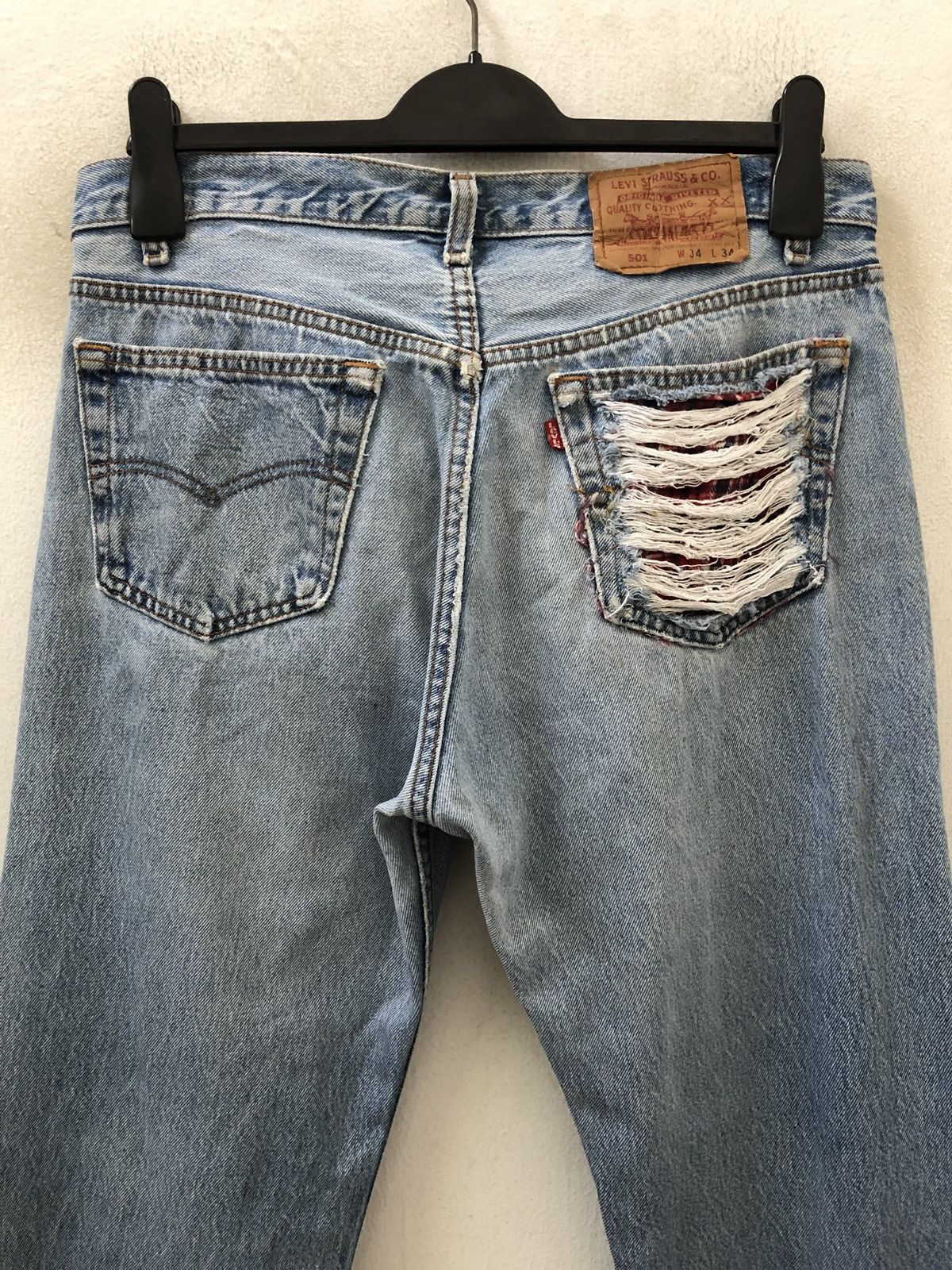 Levi's 90s Levi's 501 Reconstruct “ SAMPLE “Rips Distress Size US 33 - 10 Thumbnail