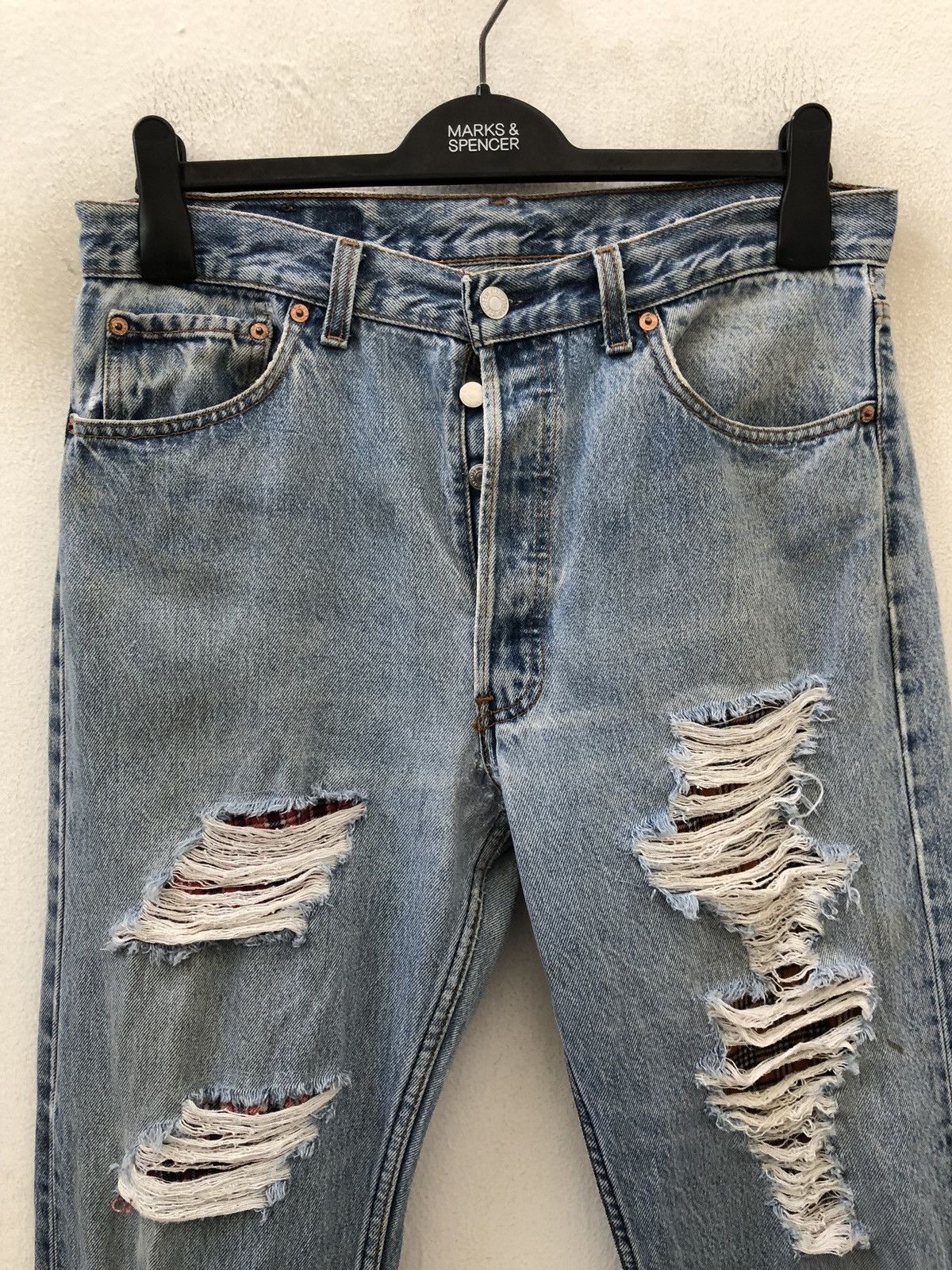 Levi's 90s Levi's 501 Reconstruct “ SAMPLE “Rips Distress Size US 33 - 2 Thumbnail