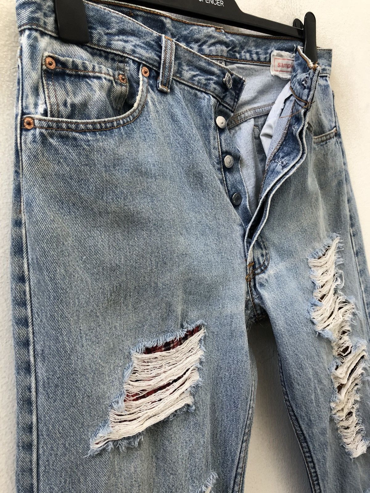 Levi's 90s Levi's 501 Reconstruct “ SAMPLE “Rips Distress Size US 33 - 4 Thumbnail