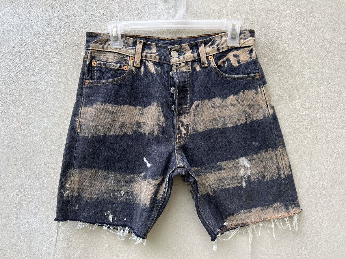 Levi's 1999 Levi's 501 REBUILD Border Stripe Painter Denim Short Size US 29 - 6 Thumbnail