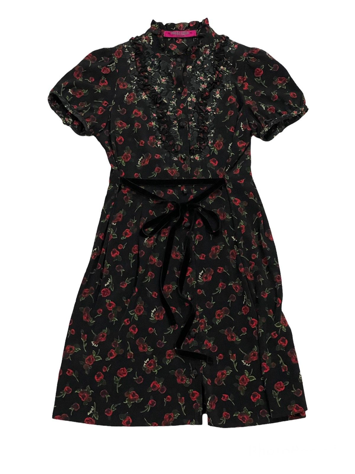 Image of Dolly Girl Anna Sui Floral Dress in Black, Women's (Size Small)