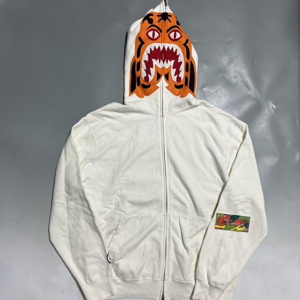 Bape BAPE Tiger full zip hoodie White kanye west wore | Grailed