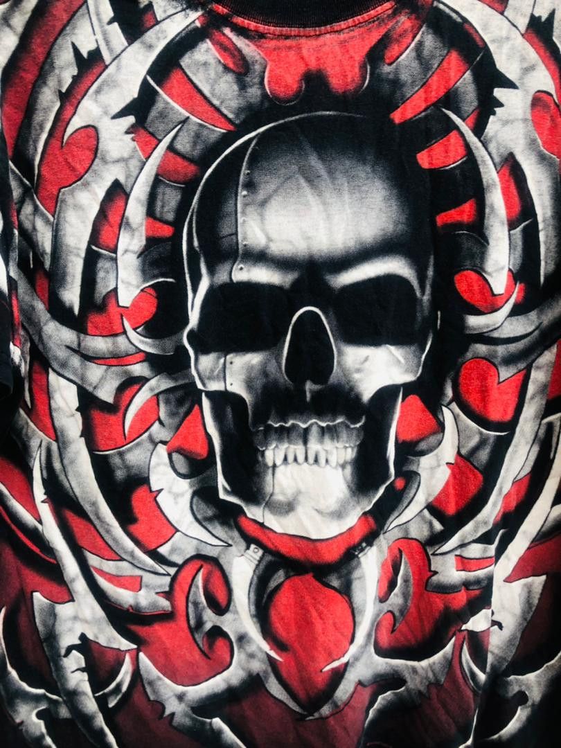 Japanese Brand × Vintage Vintage Liquid Blue Skull Streetwear Fashion Style Shirt Size US XL / EU 56 / 4 - 4 Thumbnail