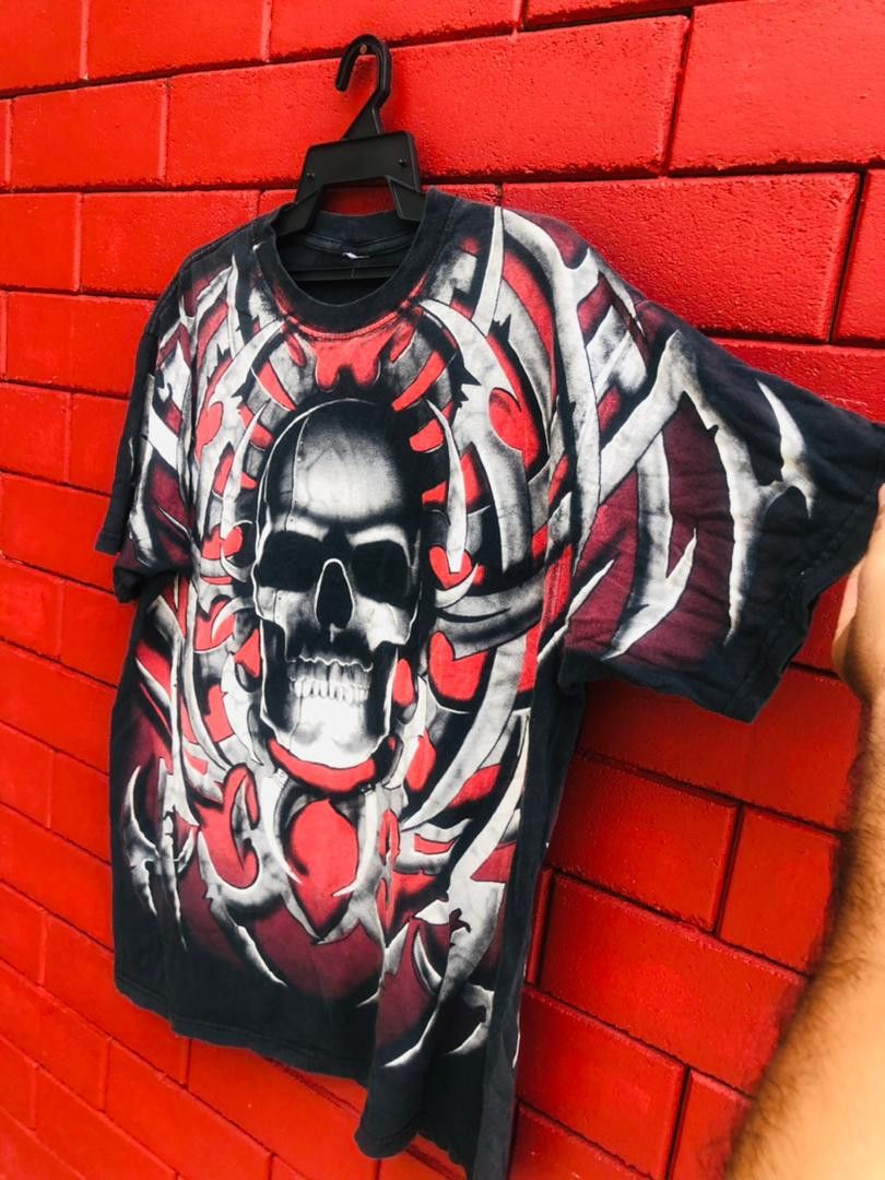 Japanese Brand × Vintage Vintage Liquid Blue Skull Streetwear Fashion Style Shirt Size US XL / EU 56 / 4 - 6 Thumbnail