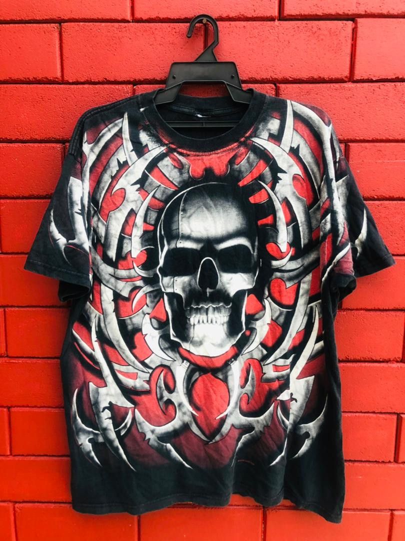 Japanese Brand × Vintage Vintage Liquid Blue Skull Streetwear Fashion Style Shirt Size US XL / EU 56 / 4 - 1 Thumbnail