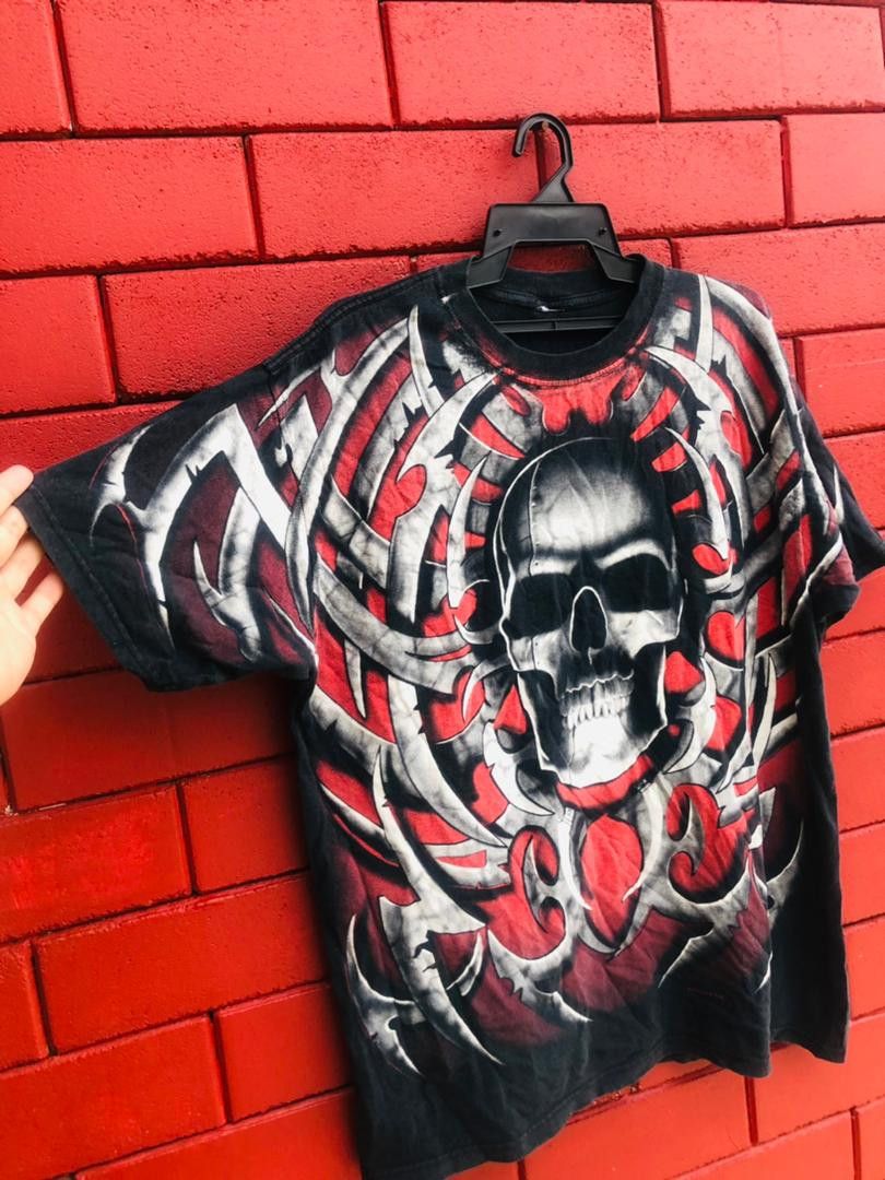 Japanese Brand × Vintage Vintage Liquid Blue Skull Streetwear Fashion Style Shirt Size US XL / EU 56 / 4 - 5 Thumbnail