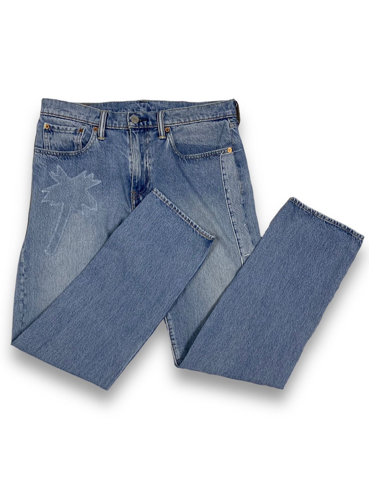 Levi's Vintage 2000s Levi’s 502 Blue Palm Tree Patchwork Jeans Size US 33 - 15 Thumbnail