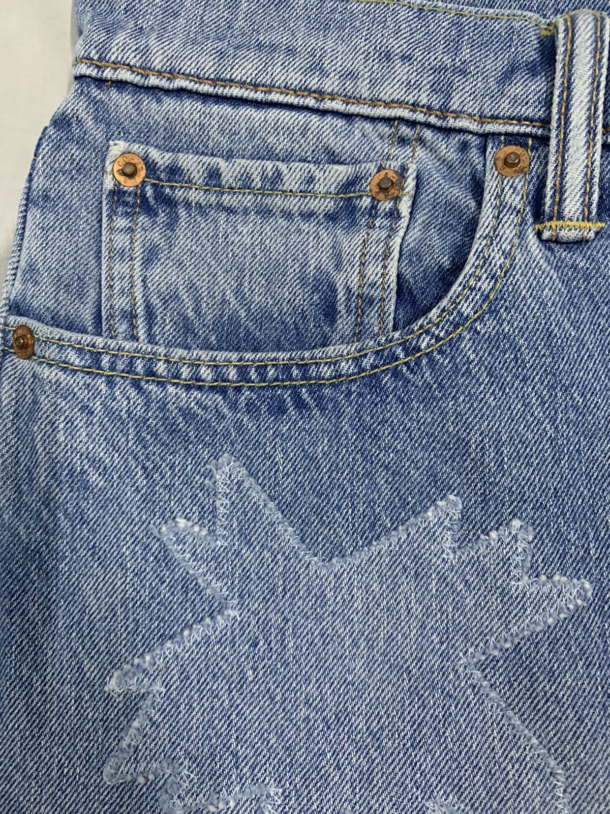 Levi's Vintage 2000s Levi’s 502 Blue Palm Tree Patchwork Jeans Size US 33 - 8 Thumbnail
