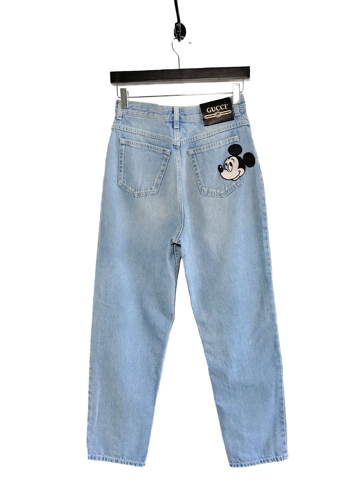 image of Disney Mickey Embroidery Wide Leg Blue Jeans, Women's (Size 27)