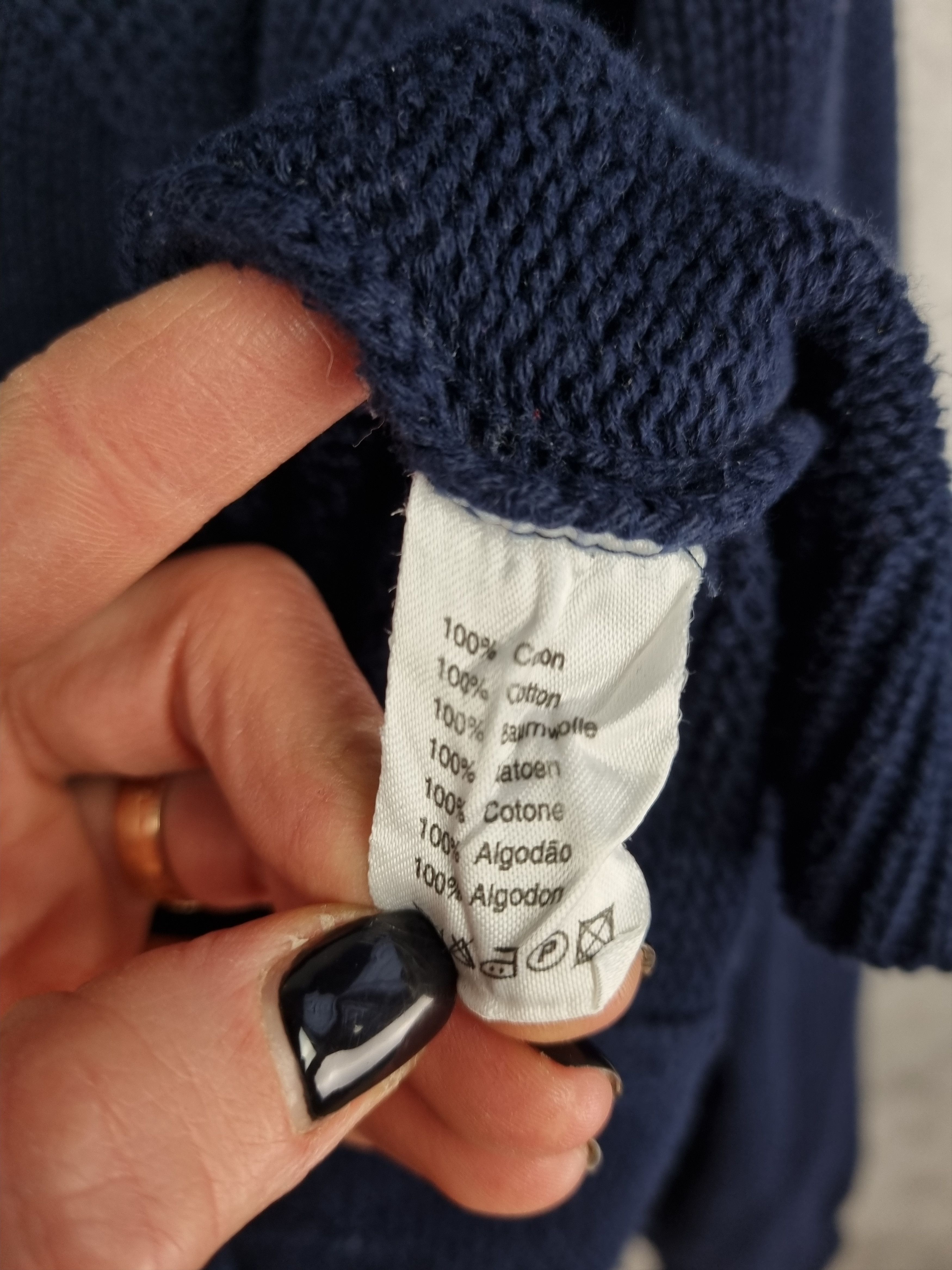 Lacoste × Vintage Lacoste Cable Knitted V Neck Navy Sweater Size US M / EU 48-50 / 2 - 8 Thumbnail