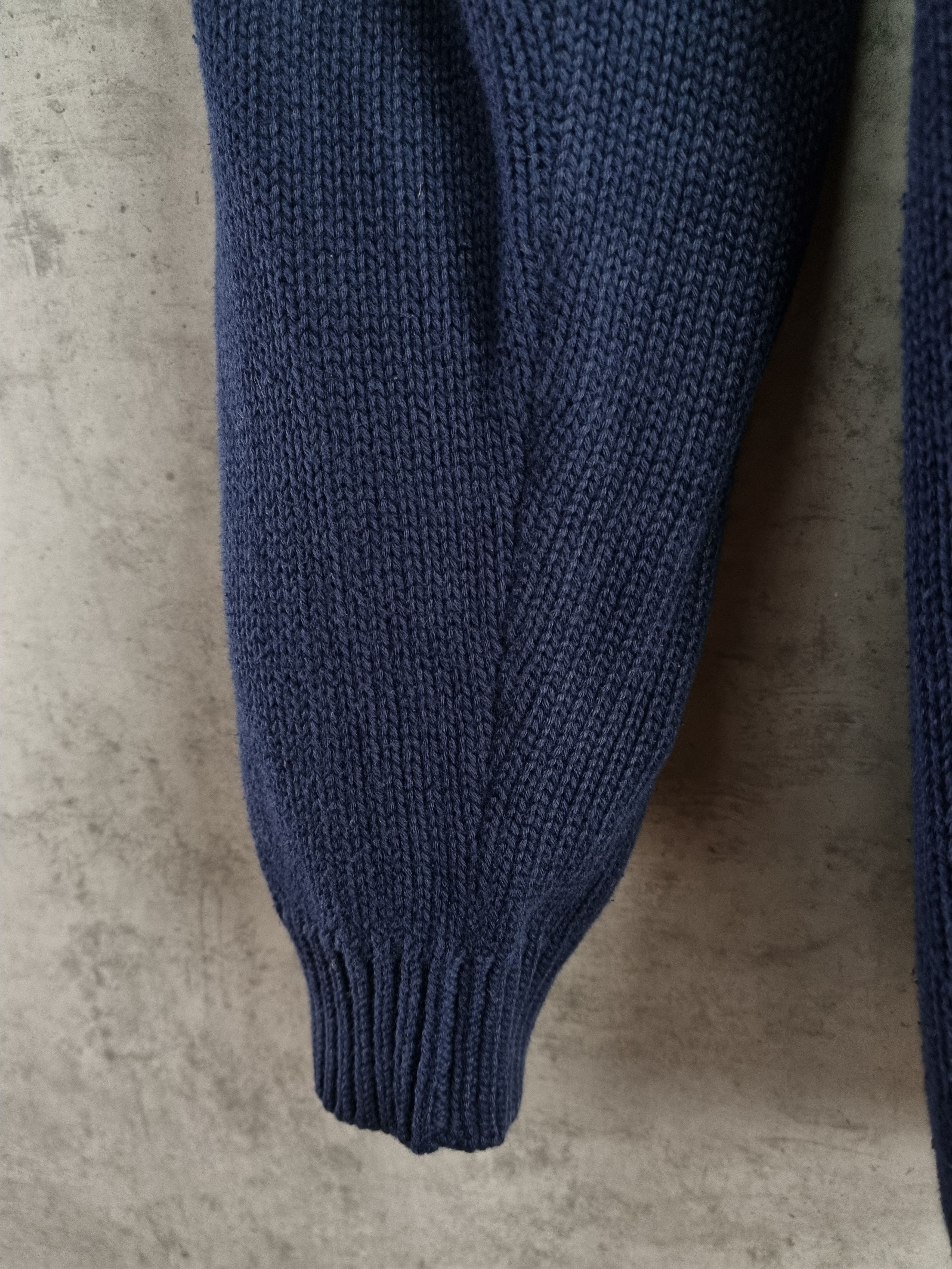 Lacoste × Vintage Lacoste Cable Knitted V Neck Navy Sweater Size US M / EU 48-50 / 2 - 9 Thumbnail