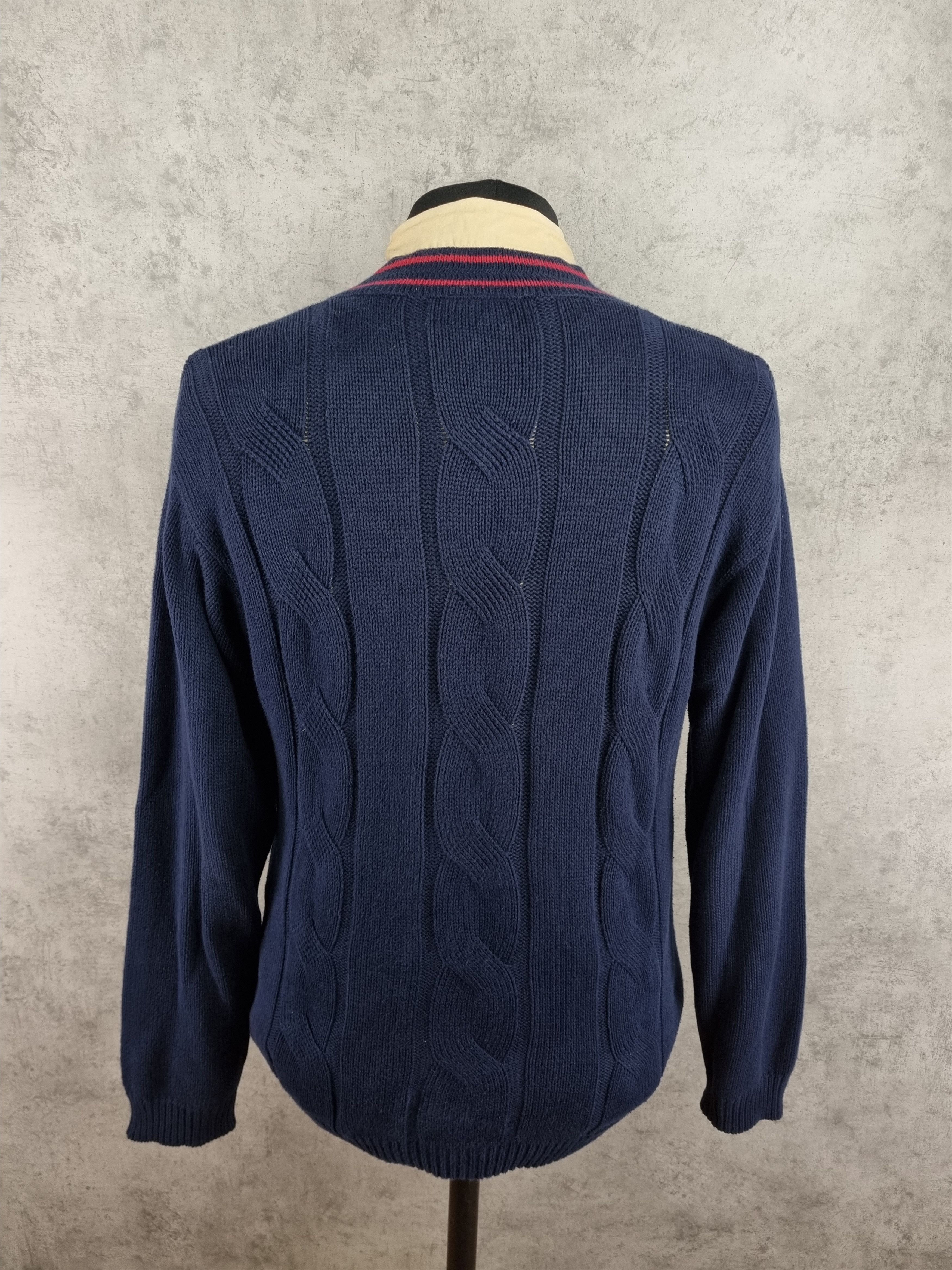 Lacoste × Vintage Lacoste Cable Knitted V Neck Navy Sweater Size US M / EU 48-50 / 2 - 5 Thumbnail