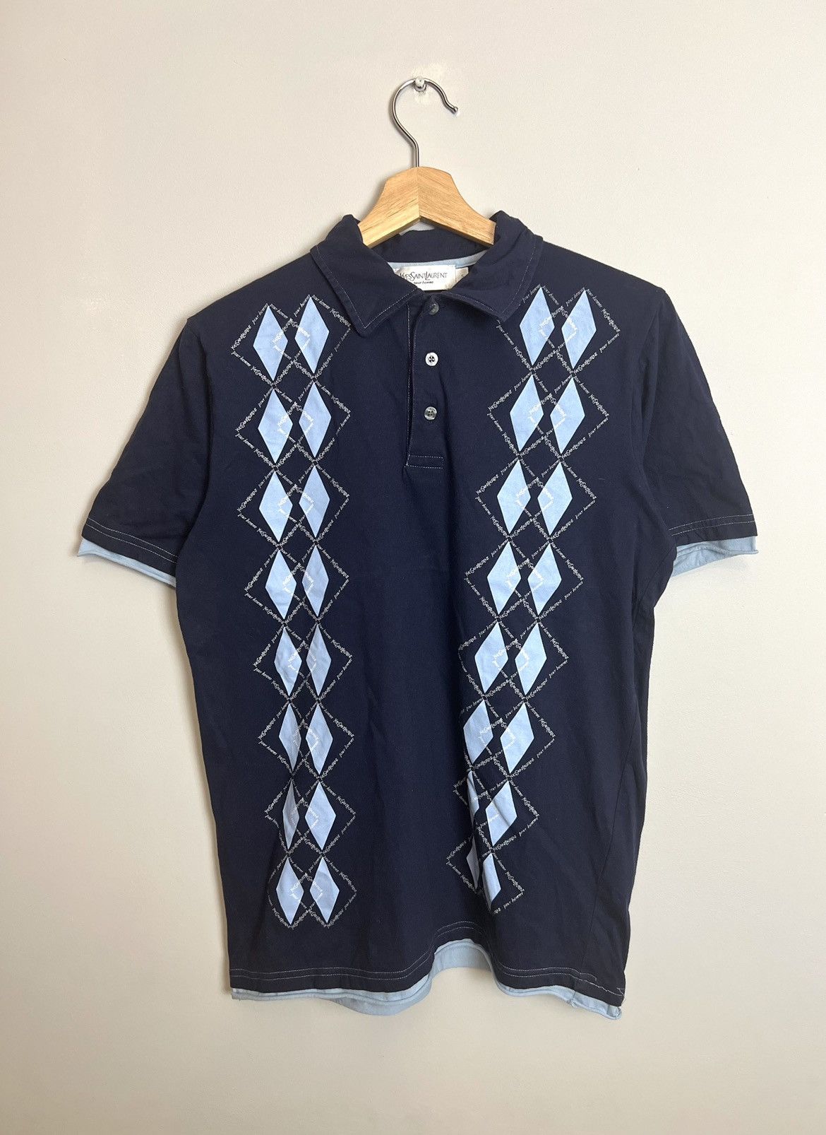 90s Vintage Yves Saint Laurent Big Logo Short Sleeve Polo