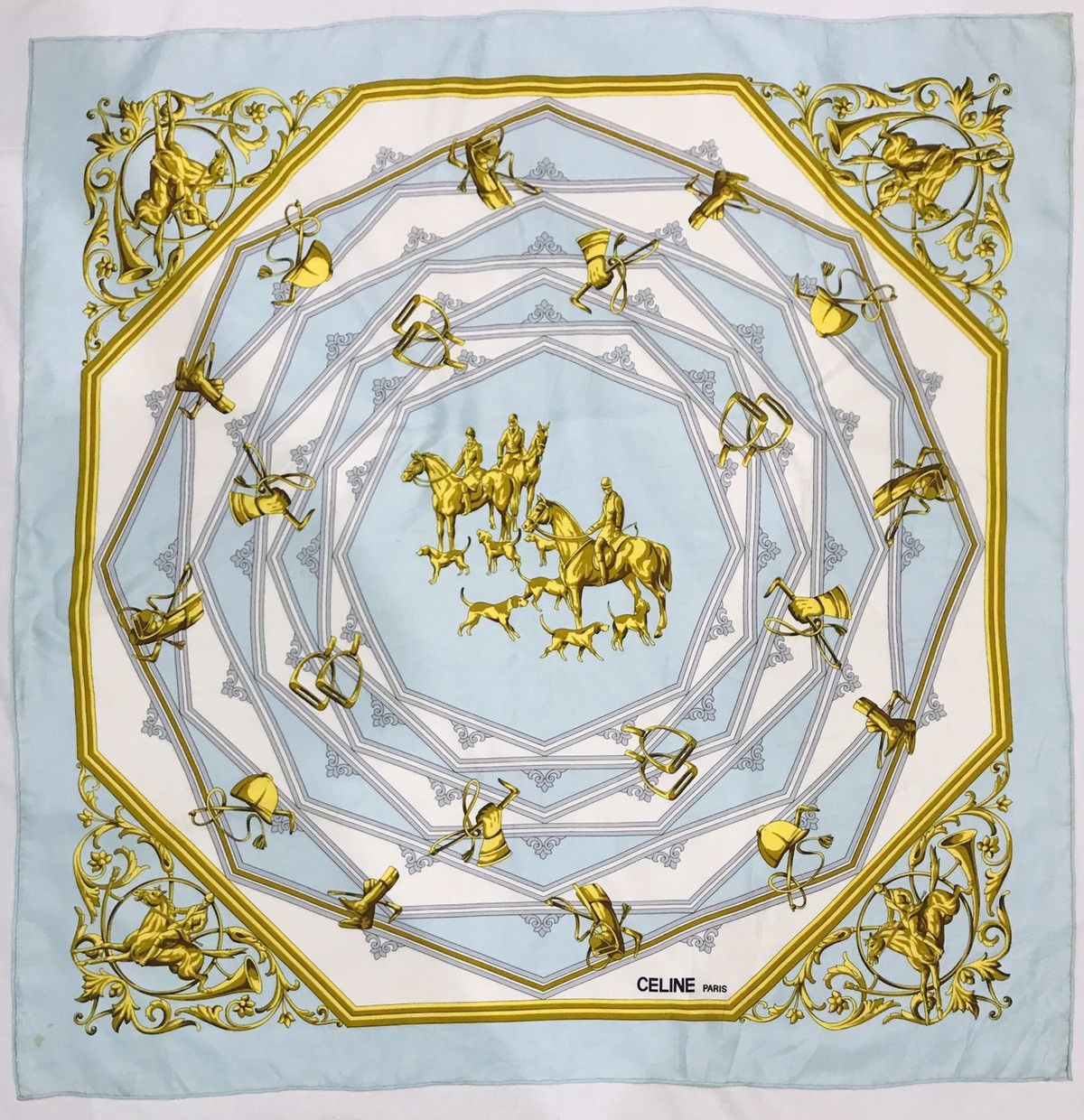 Celine CELINE PARIS HORSE SHOE SILK SCARF NECKERCHIEF Size ONE SIZE - 3 Thumbnail