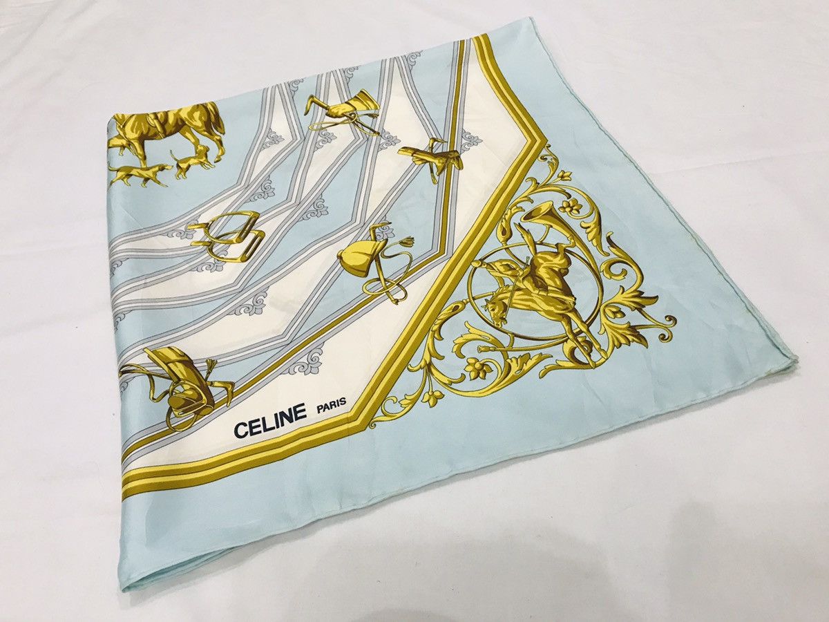 Celine CELINE PARIS HORSE SHOE SILK SCARF NECKERCHIEF Size ONE SIZE - 2 Thumbnail