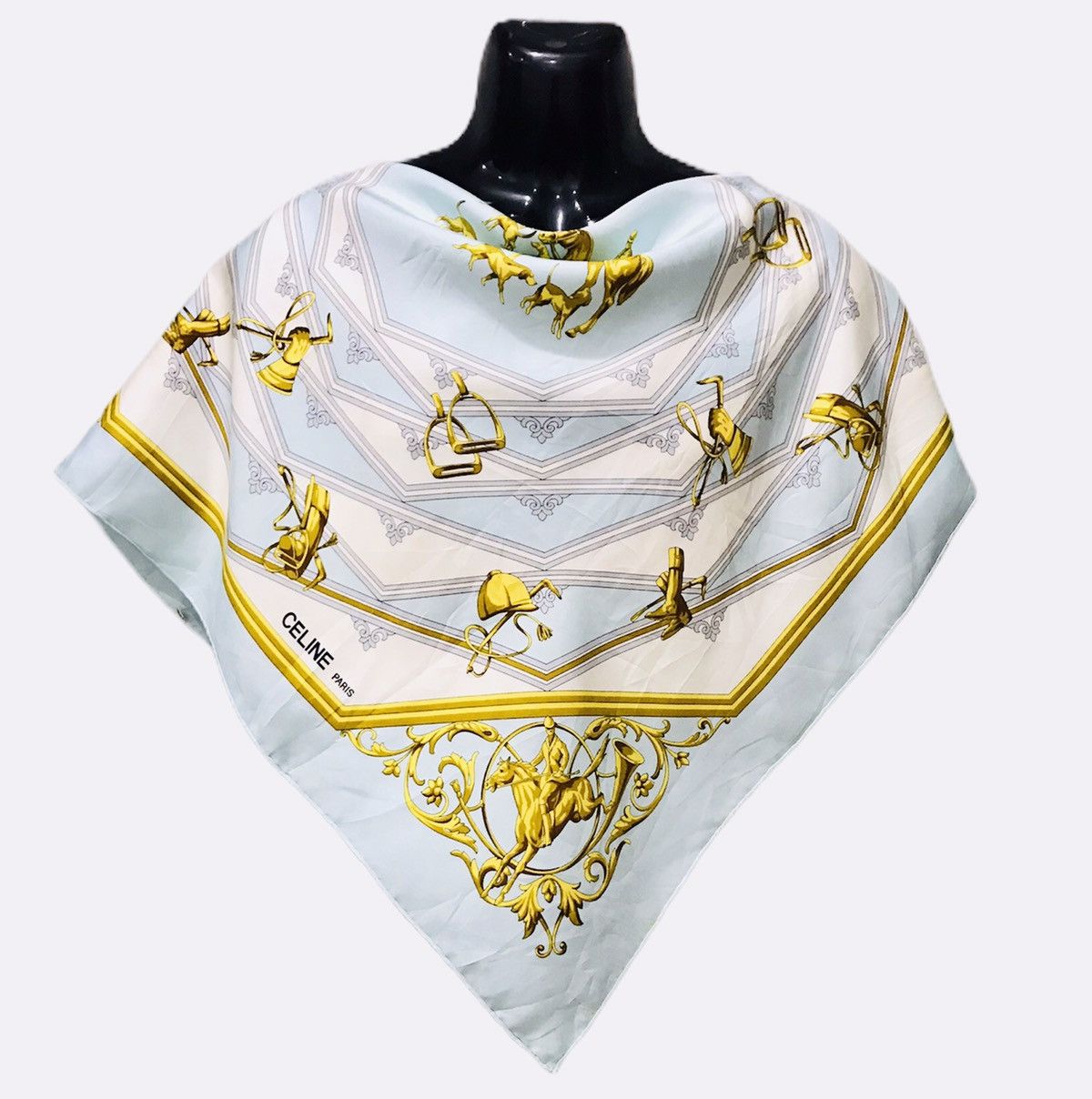 Celine CELINE PARIS HORSE SHOE SILK SCARF NECKERCHIEF Size ONE SIZE - 1 Thumbnail
