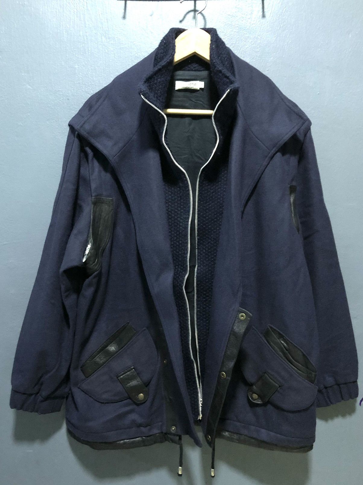 Designer × Vintage VINTAGE ROSEANNA BLEND WOOL WITH LEATHER PIPING PARKA JACKET Size US M / EU 48-50 / 2 - 3 Thumbnail