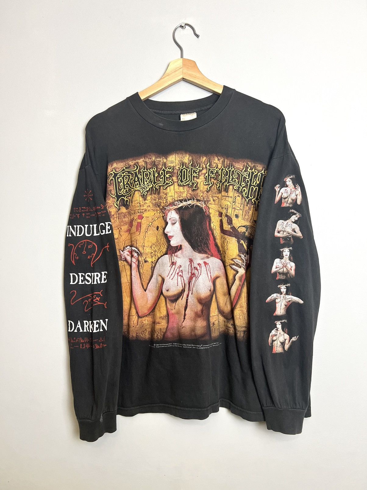 image of Band Tees x Grail Vintage 1998 Cradle Of Filth "praise The Whore" Band Tshirt in Washed Black (Size