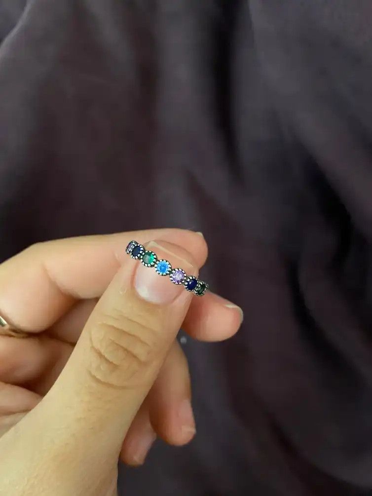 Jewelry Flower MultiColorful Stone Rings Size ONE SIZE - 5 Thumbnail