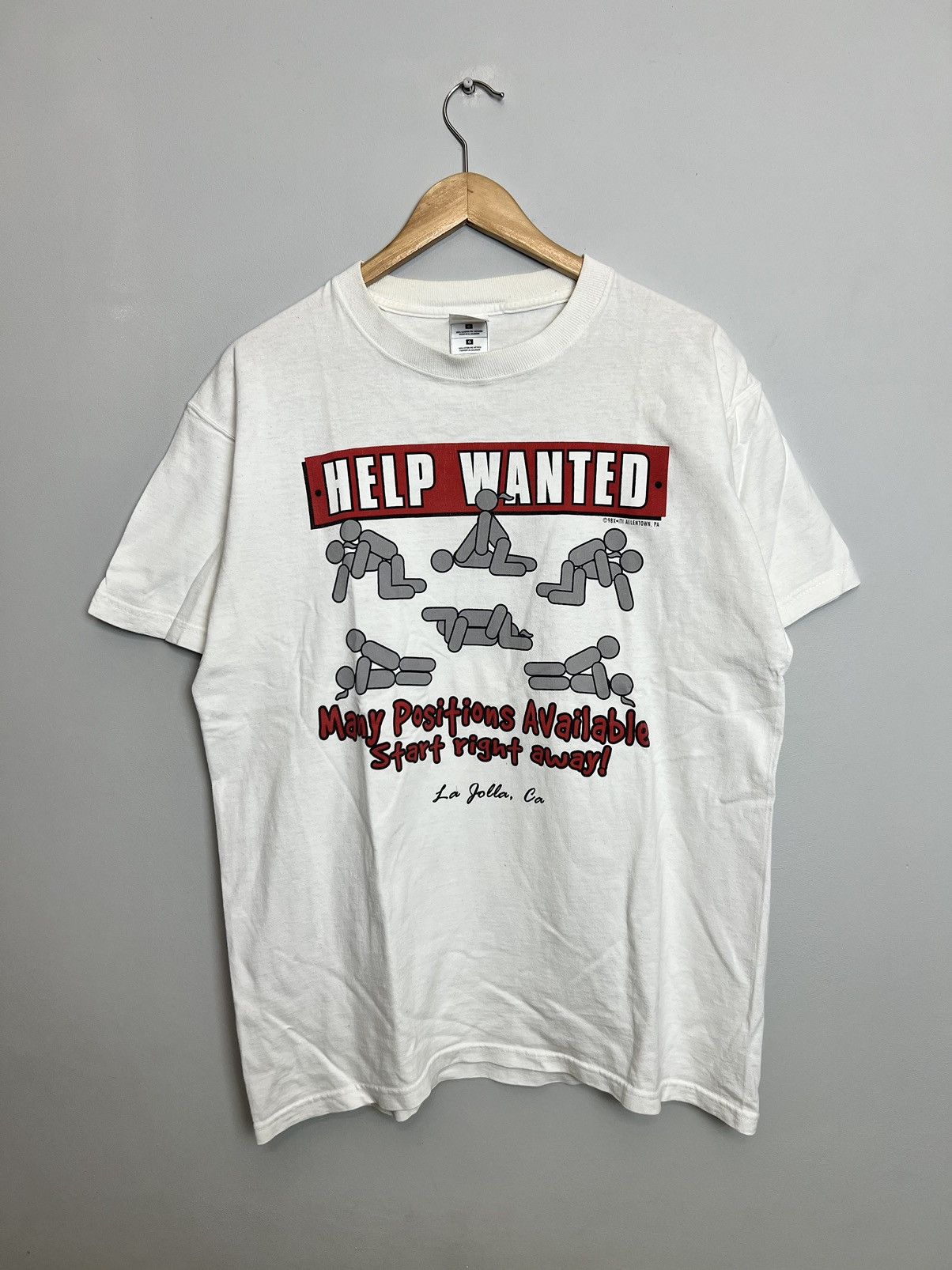 Seditionaries × Vintage 90s Porn Star Help Wanted Sex Positions Kama Sutra Humor Tee Size US L / EU 52-54 / 3 - 1 Thumbnail