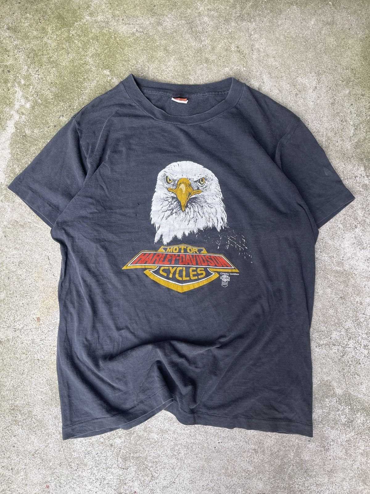 Pre-owned Harley Davidson X Vintage 80's Harley Davidson California Eagle Tee Shirt In Black
