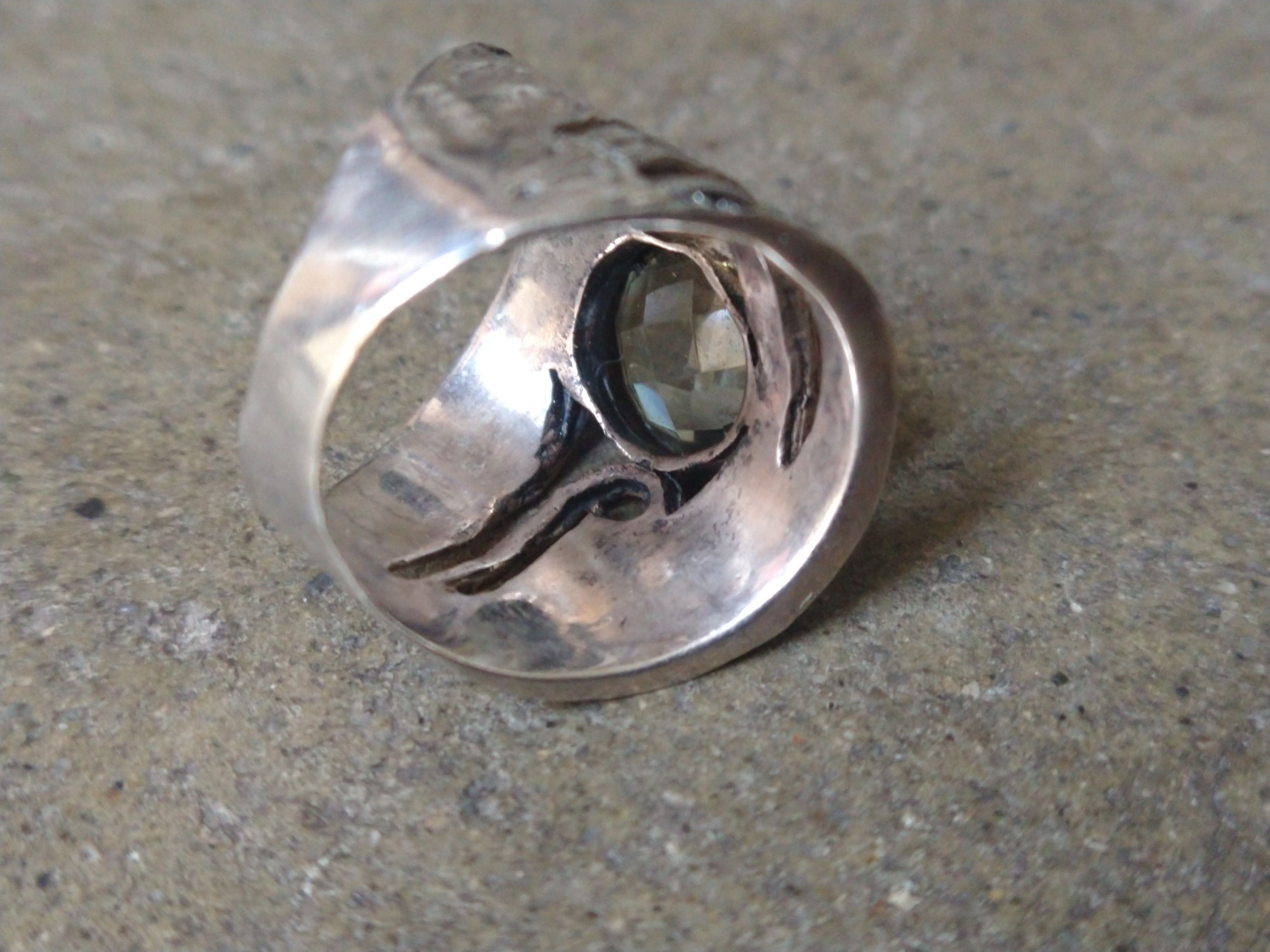 Jewelry Sterling Silver Ring Size 7.75 Green Amethyst Modern Size ONE SIZE - 11 Thumbnail