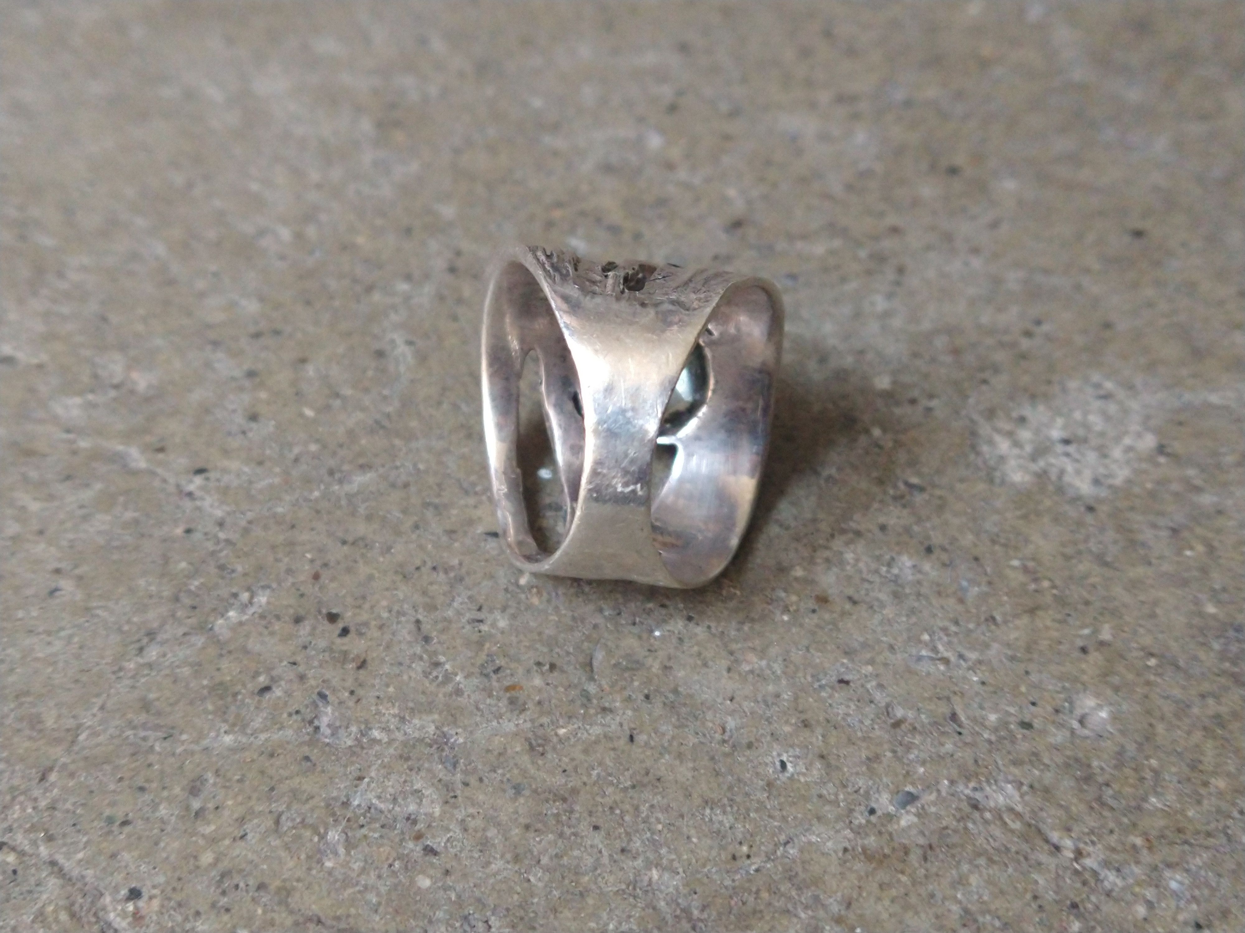 Jewelry Sterling Silver Ring Size 7.75 Green Amethyst Modern Size ONE SIZE - 8 Thumbnail