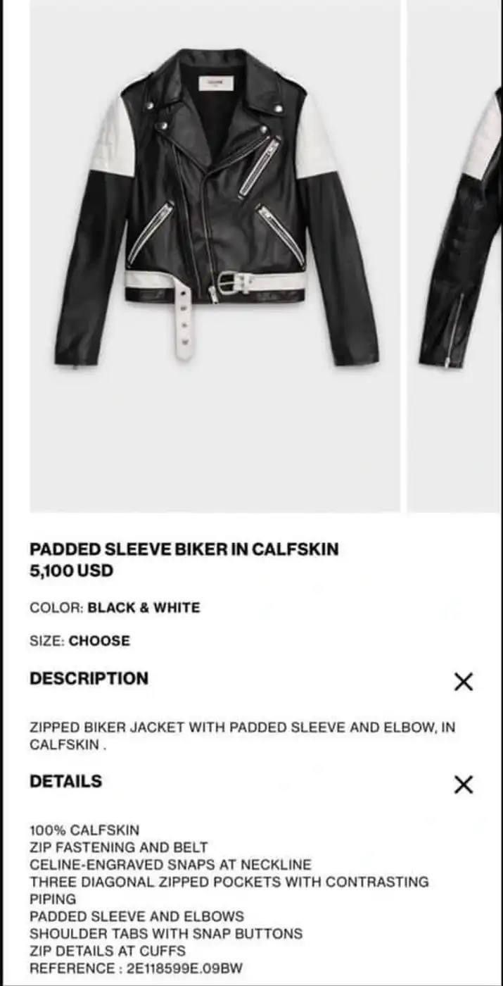 Celine × Hedi Slimane Celine SS19 Black White Padded Sleeve Calf Biker Size US S / EU 44-46 / 1 - 9 Thumbnail