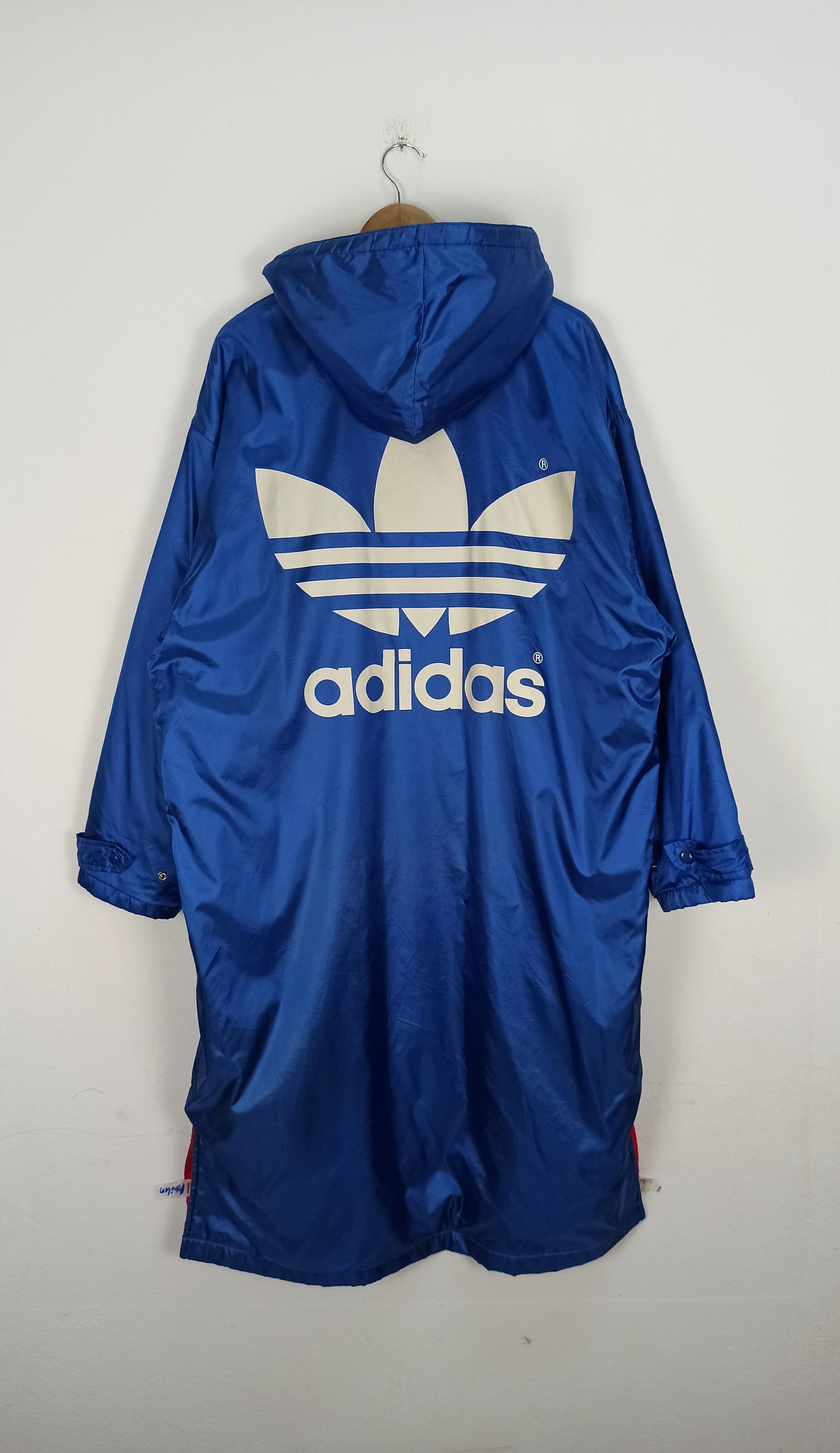 Vintage 90s Adidas Big Logo Long Jacket Hoodie Descente