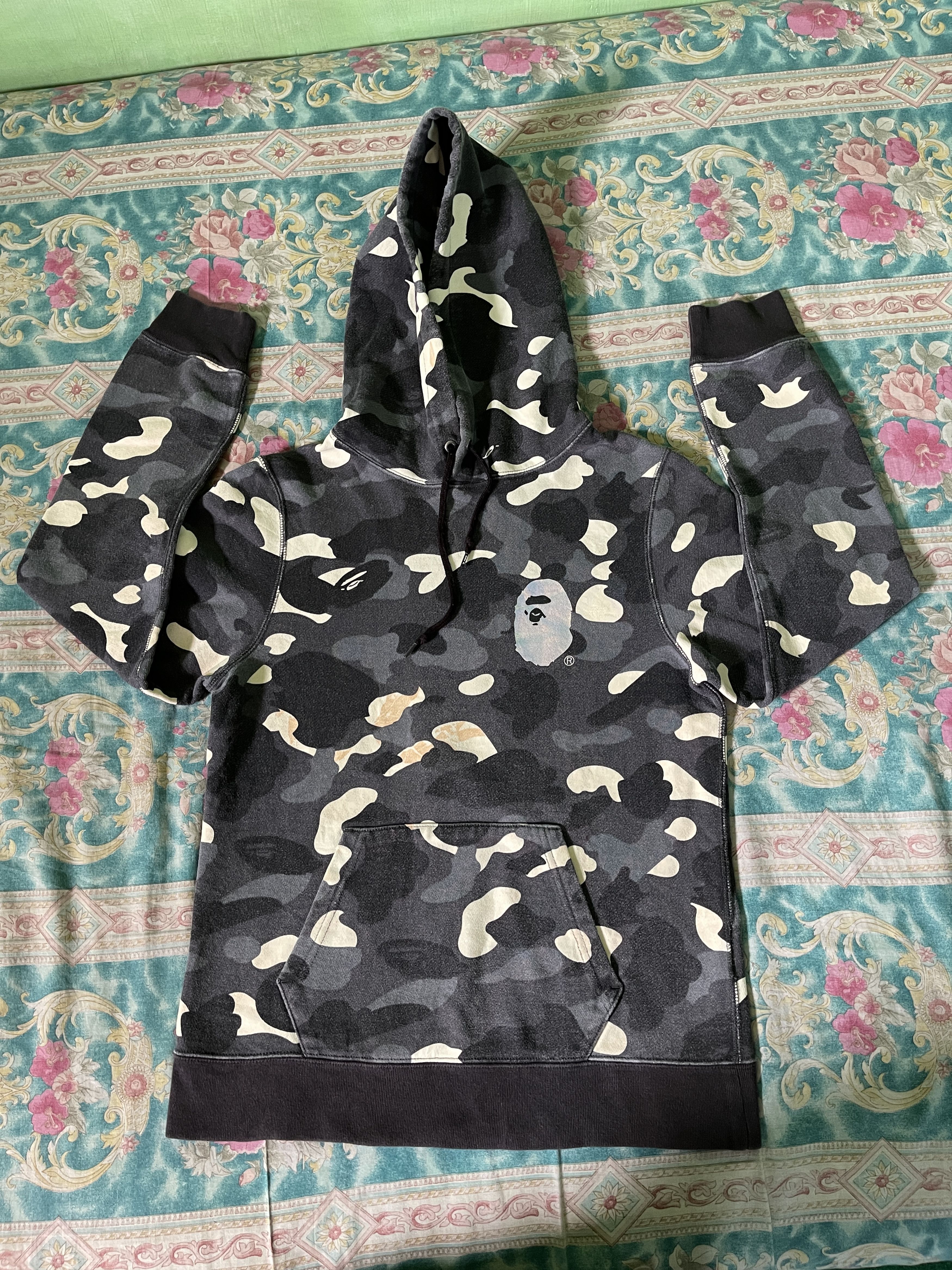 image of Pullover Hoodie Bape Black City Camo in Black Camo, Men's (Size XS)