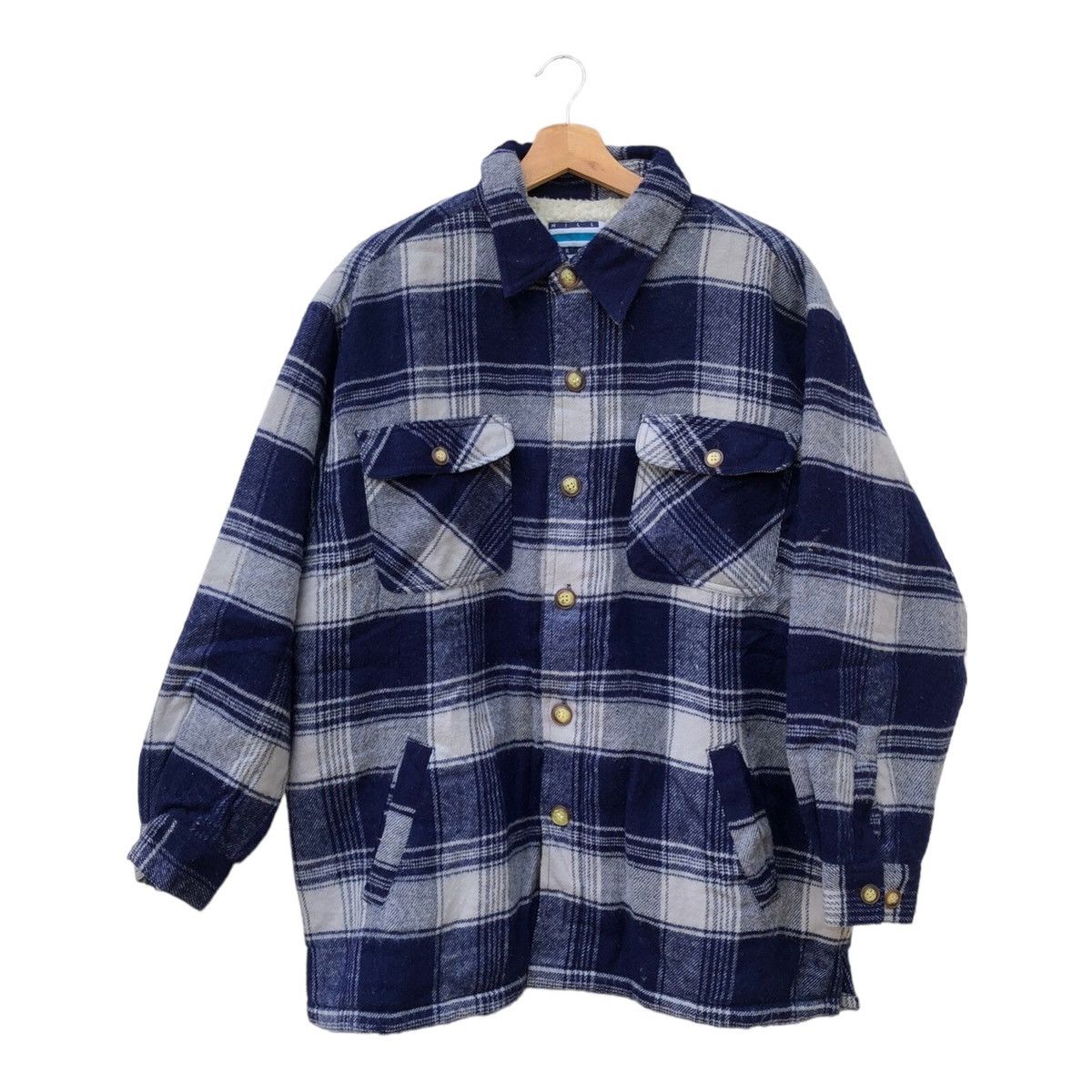Flannel × Smartwool Flannel Wool Hills Crop Sherpa Sleeve Checkered Blue Size US L / EU 52-54 / 3 - 1 Thumbnail
