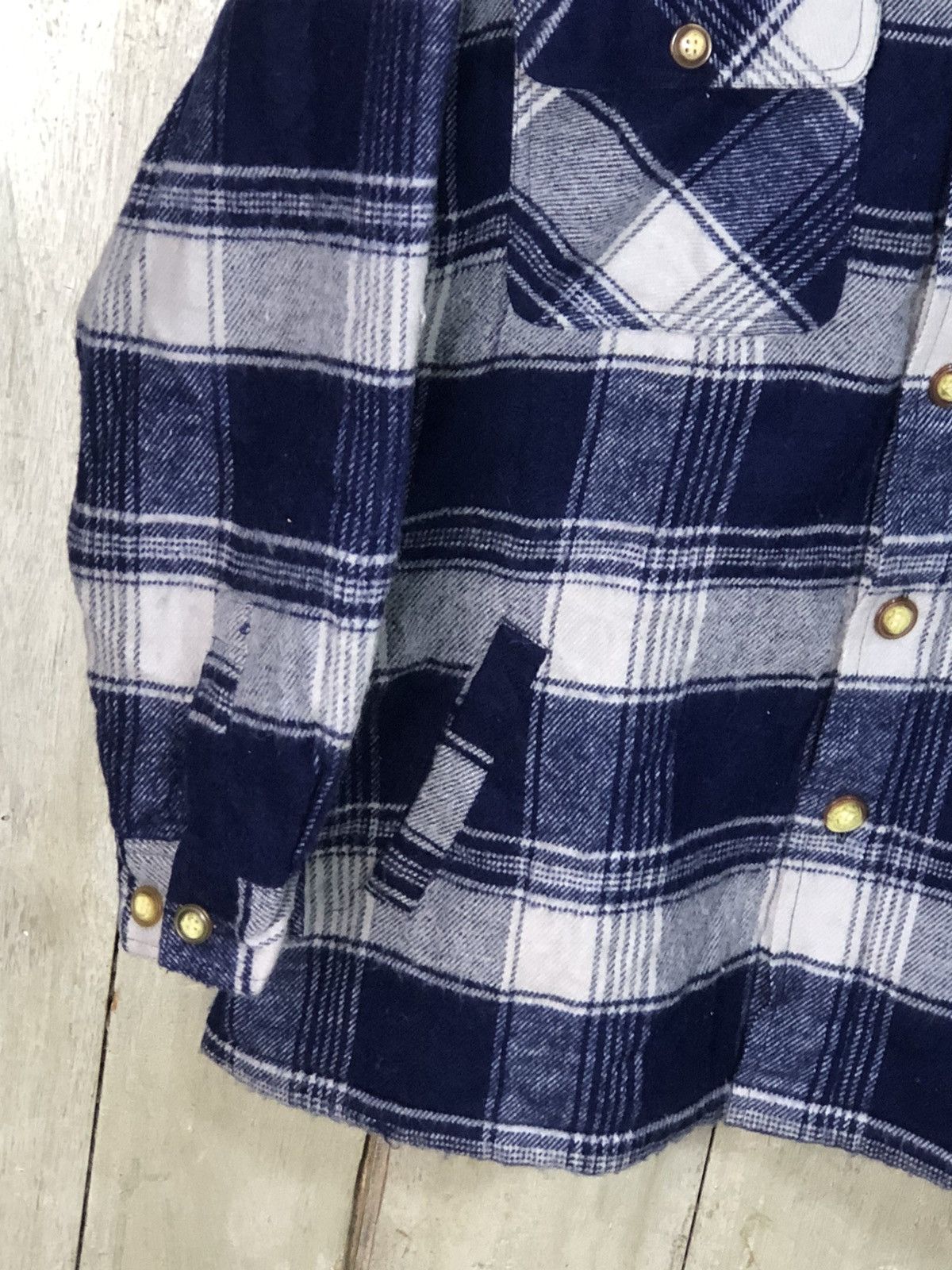 Flannel × Smartwool Flannel Wool Hills Crop Sherpa Sleeve Checkered Blue Size US L / EU 52-54 / 3 - 3 Thumbnail