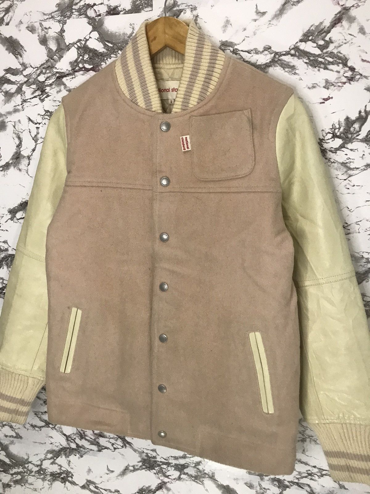 National Standard National Standard Wool Leather Sleeve Varsity Jacket Size US S / EU 44-46 / 1 - 4 Thumbnail
